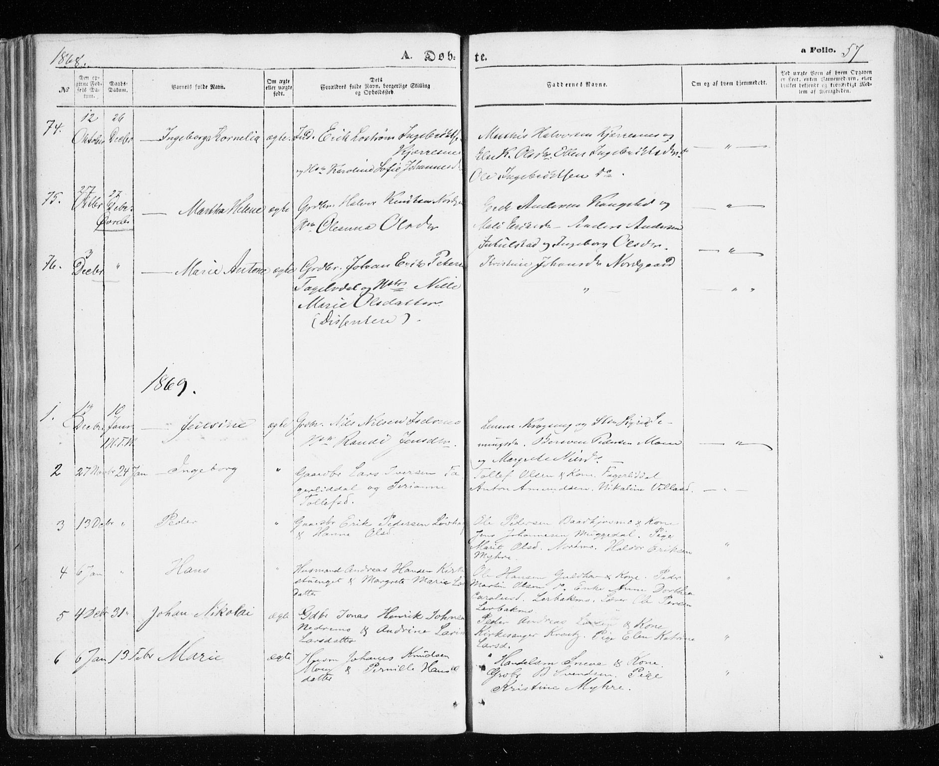 Målselv sokneprestembete, SATØ/S-1311/G/Ga/Gaa/L0004kirke: Parish register (official) no. 4, 1863-1872, p. 57