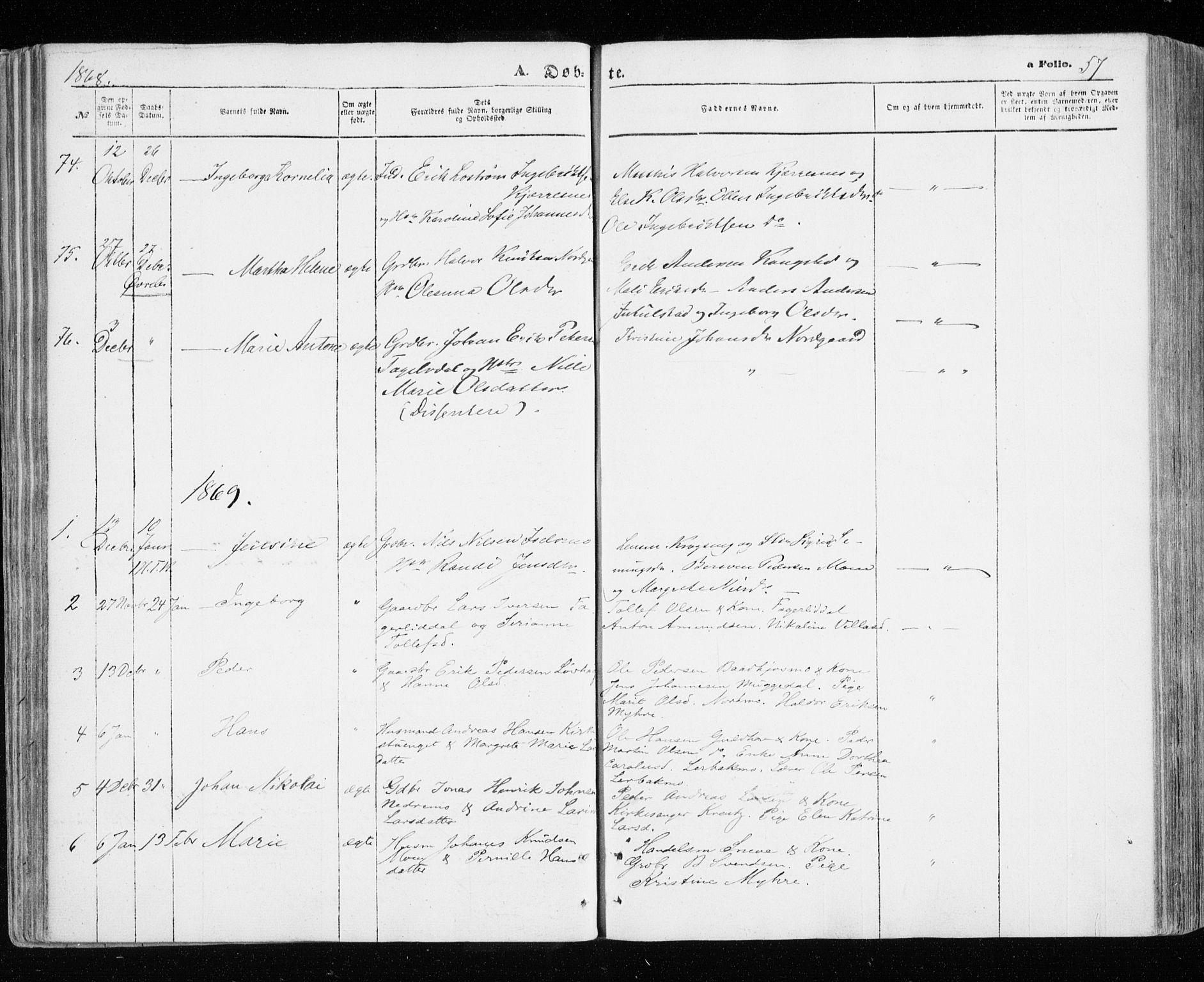 Målselv sokneprestembete, AV/SATØ-S-1311/G/Ga/Gaa/L0004kirke: Parish register (official) no. 4, 1863-1872, p. 57