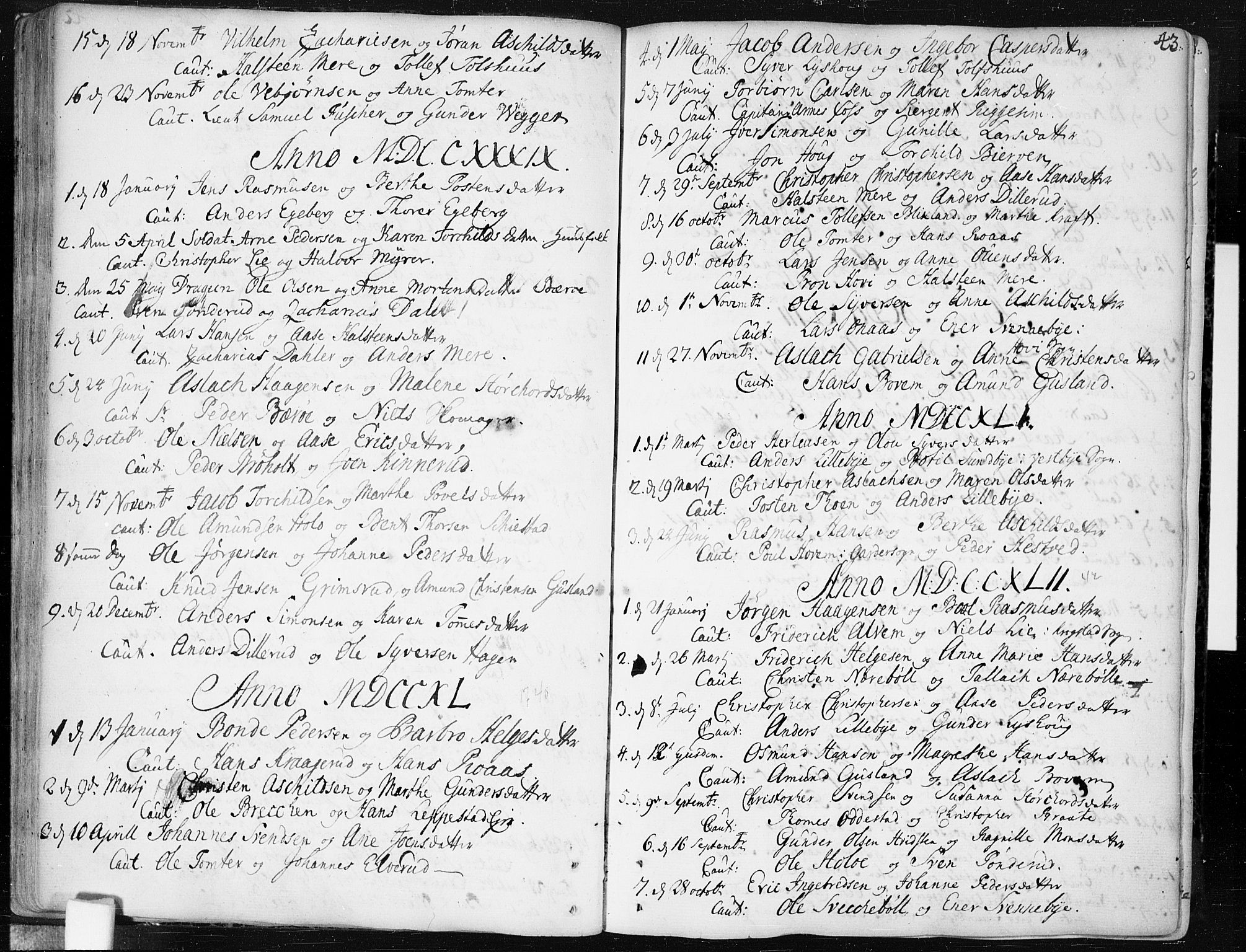 Hobøl prestekontor Kirkebøker, SAO/A-2002/F/Fa/L0001: Parish register (official) no. I 1, 1733-1814, p. 43