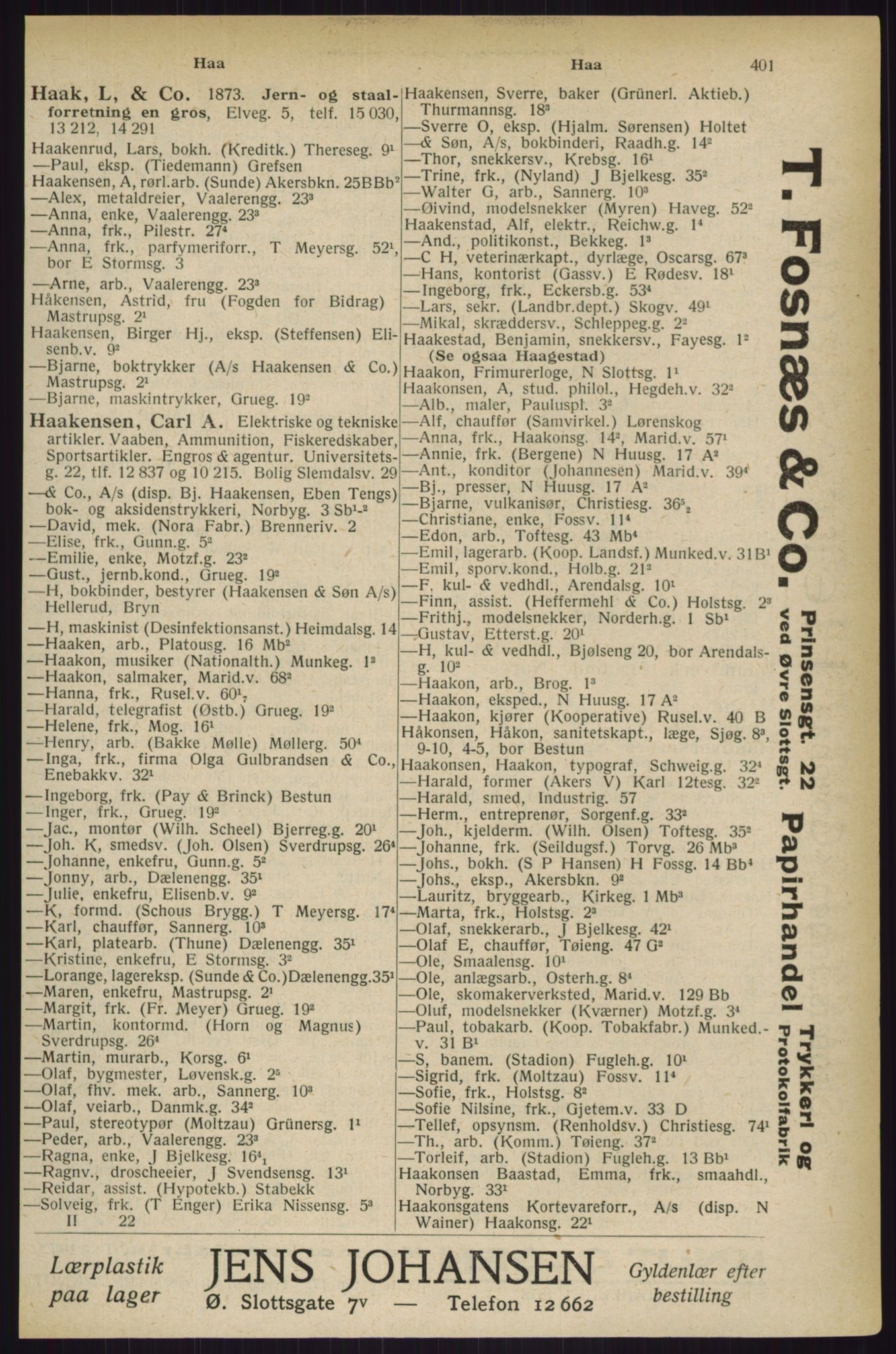 Kristiania/Oslo adressebok, PUBL/-, 1927, p. 401