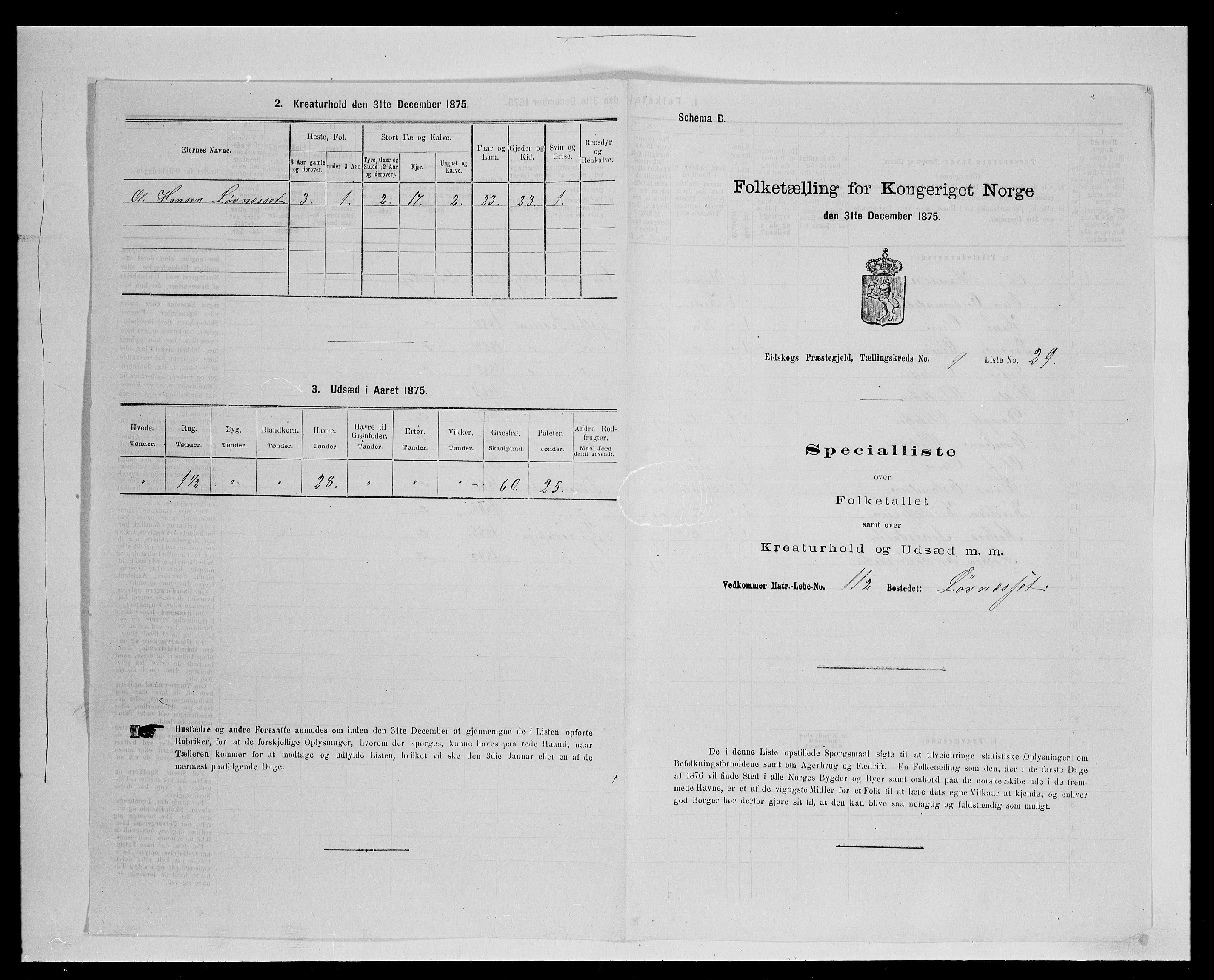 SAH, 1875 census for 0420P Eidskog, 1875, p. 1574