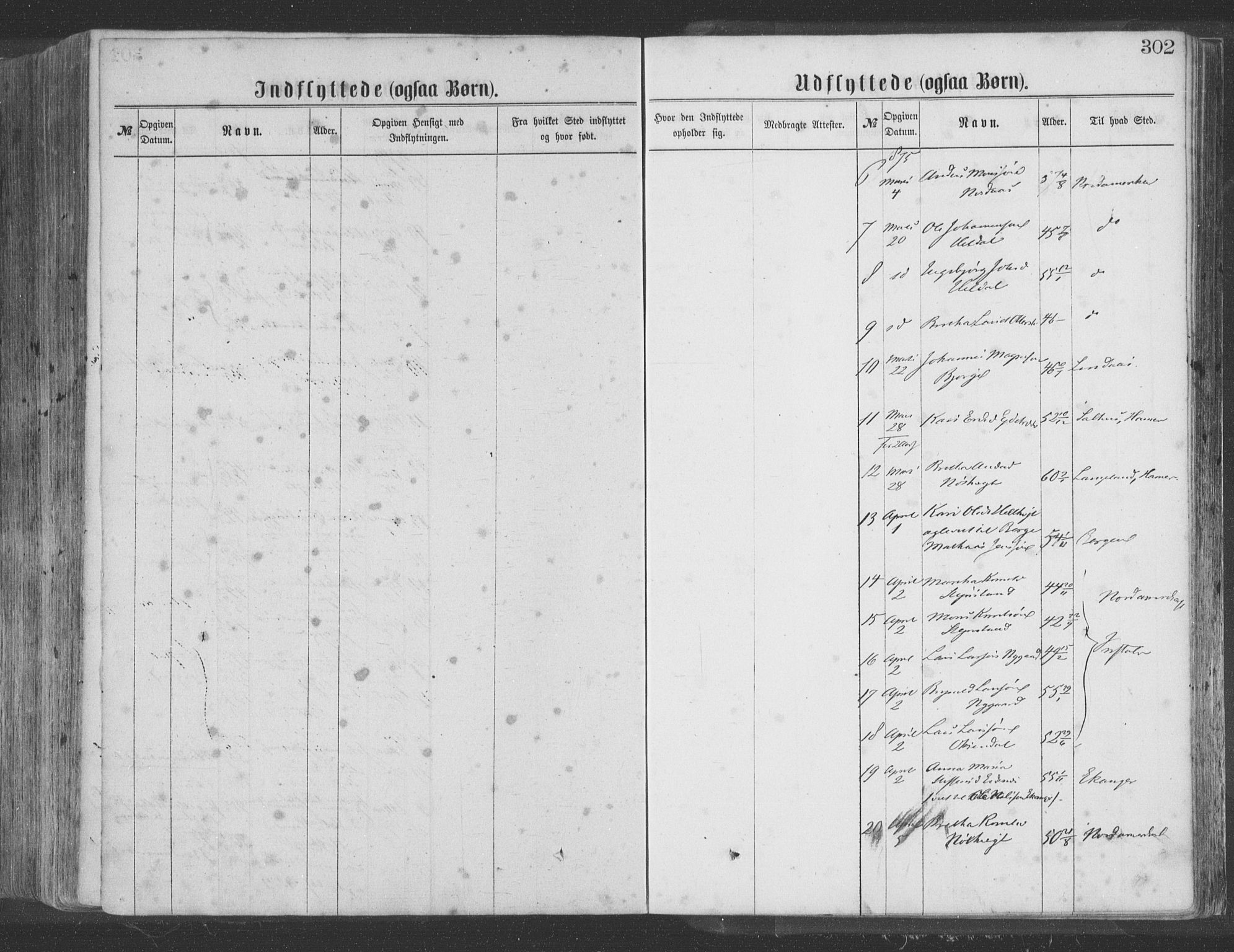 Hosanger sokneprestembete, AV/SAB-A-75801/H/Haa: Parish register (official) no. A 9, 1864-1876, p. 302