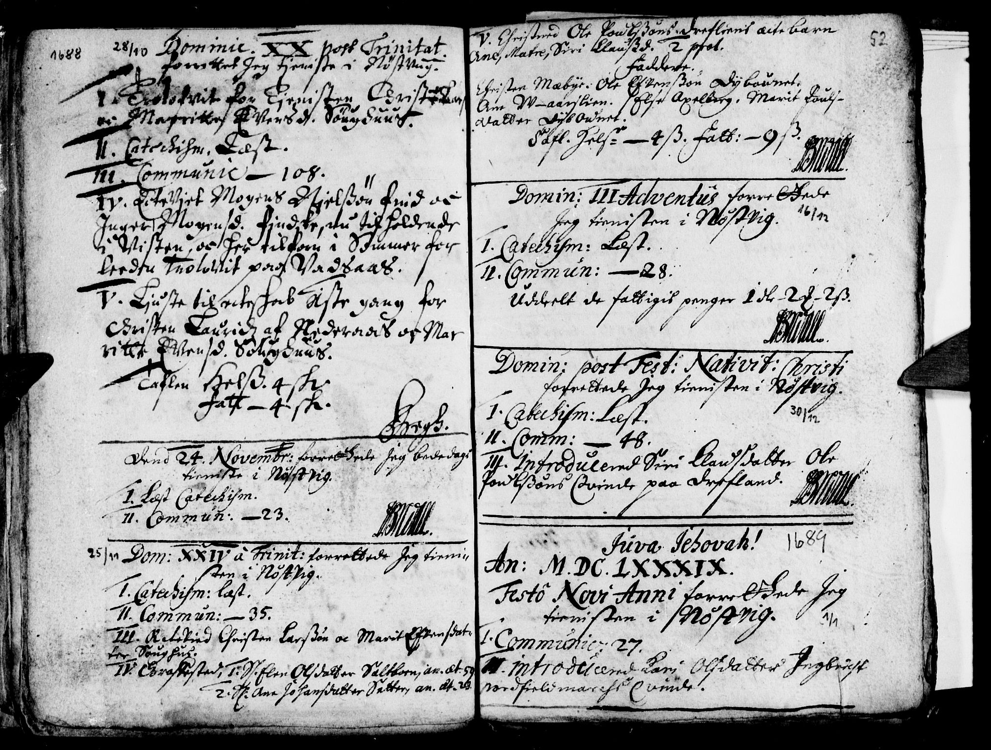 Ministerialprotokoller, klokkerbøker og fødselsregistre - Nordland, AV/SAT-A-1459/814/L0220: Parish register (official) no. 814A01, 1677-1717, p. 52