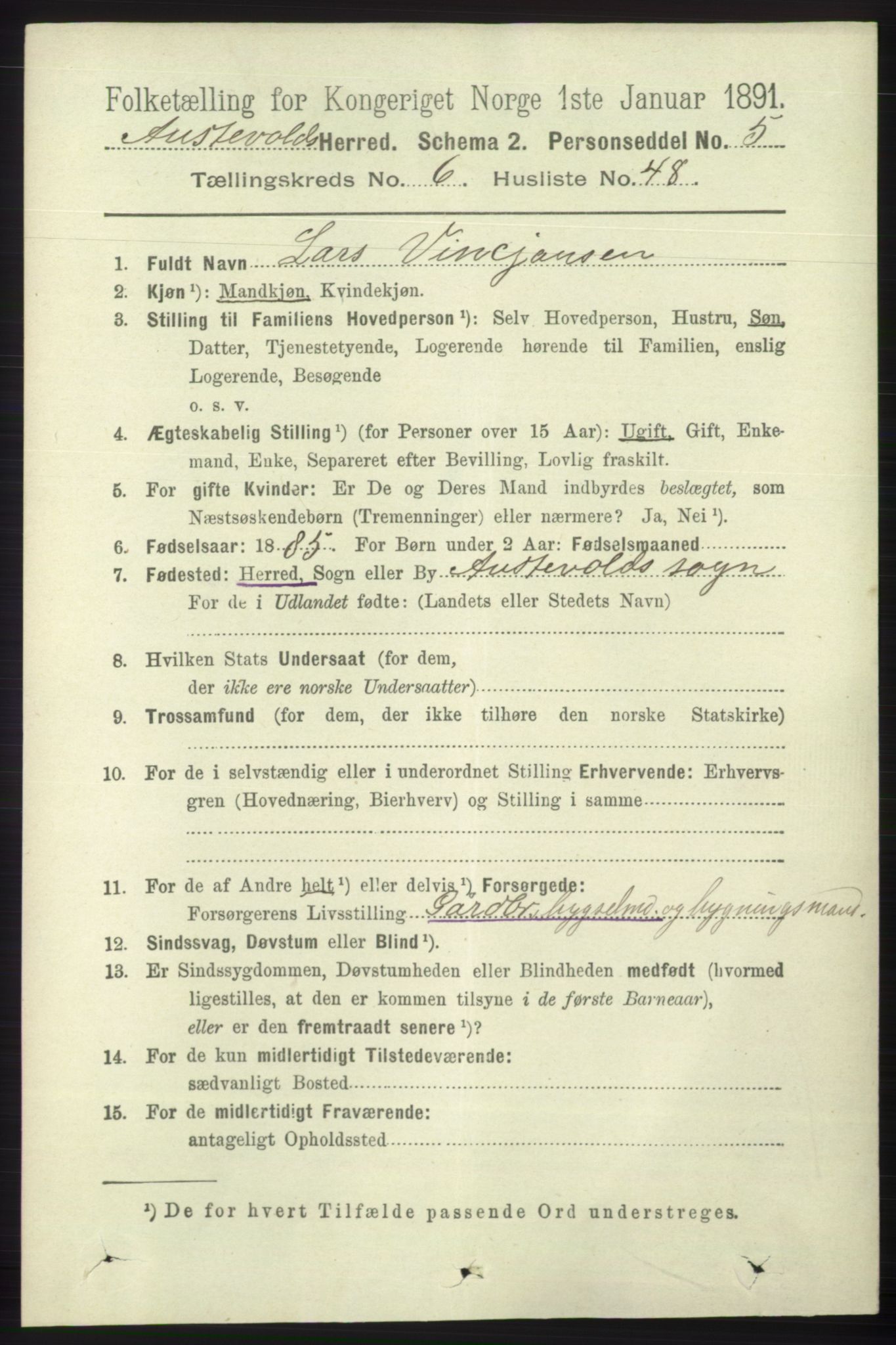 RA, 1891 census for 1244 Austevoll, 1891, p. 2857