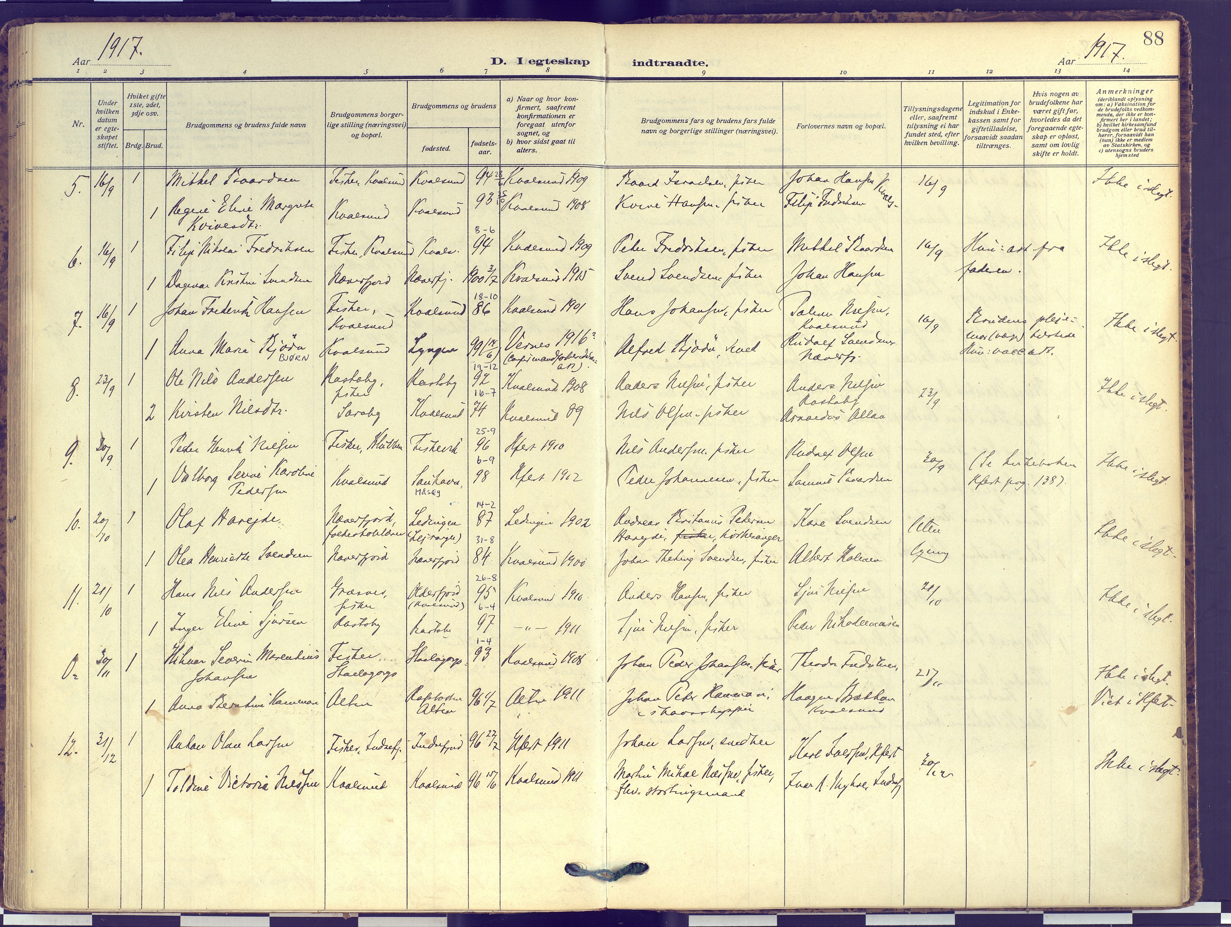 Hammerfest sokneprestkontor, SATØ/S-1347: Parish register (official) no. 16, 1908-1923, p. 88