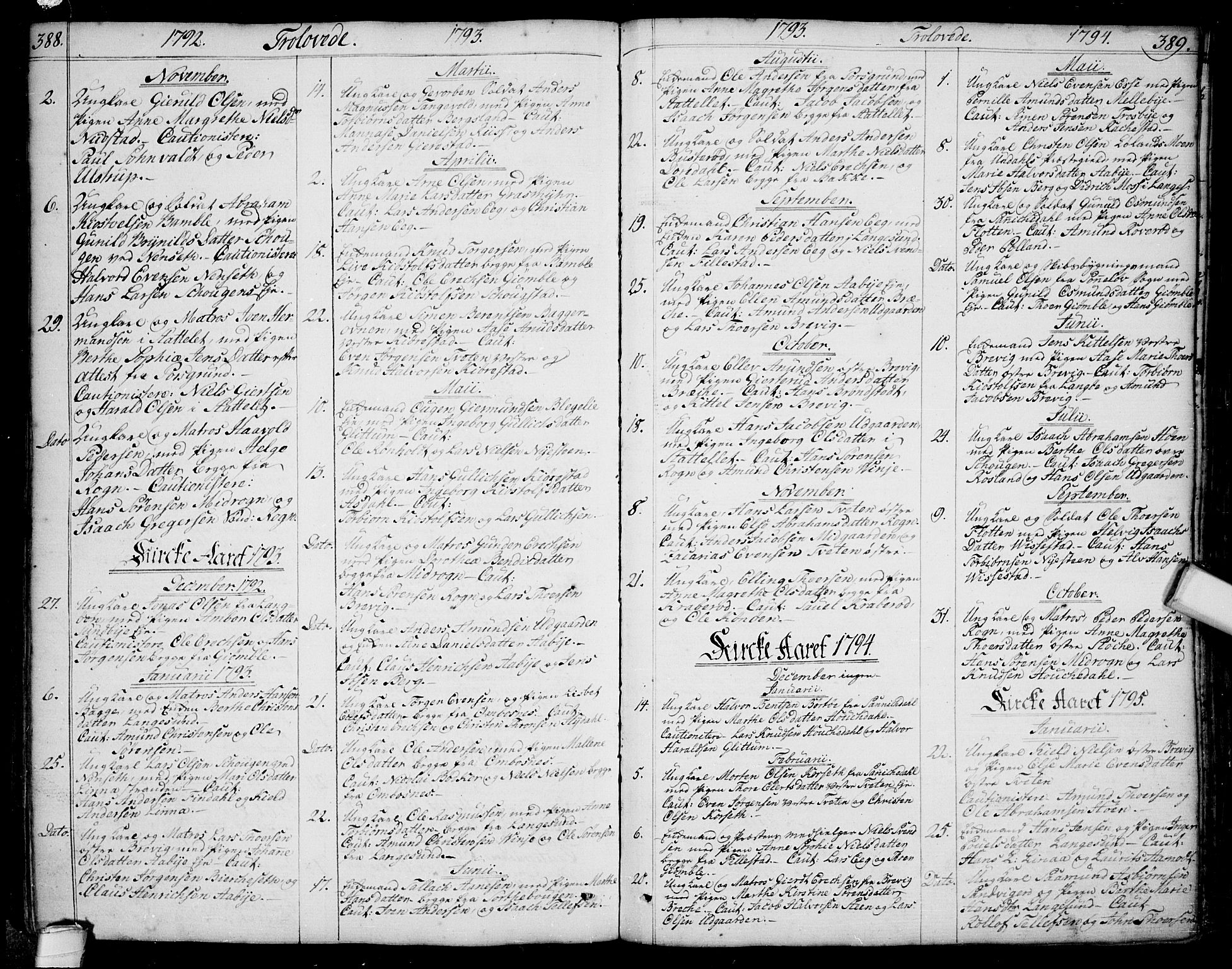 Bamble kirkebøker, SAKO/A-253/F/Fa/L0002: Parish register (official) no. I 2, 1775-1814, p. 388-389