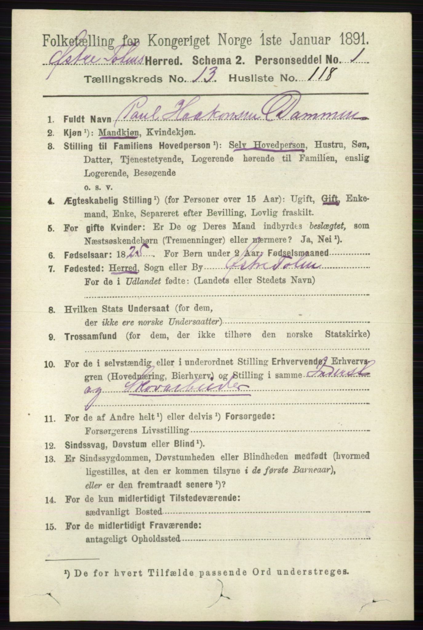 RA, 1891 census for 0528 Østre Toten, 1891, p. 9030