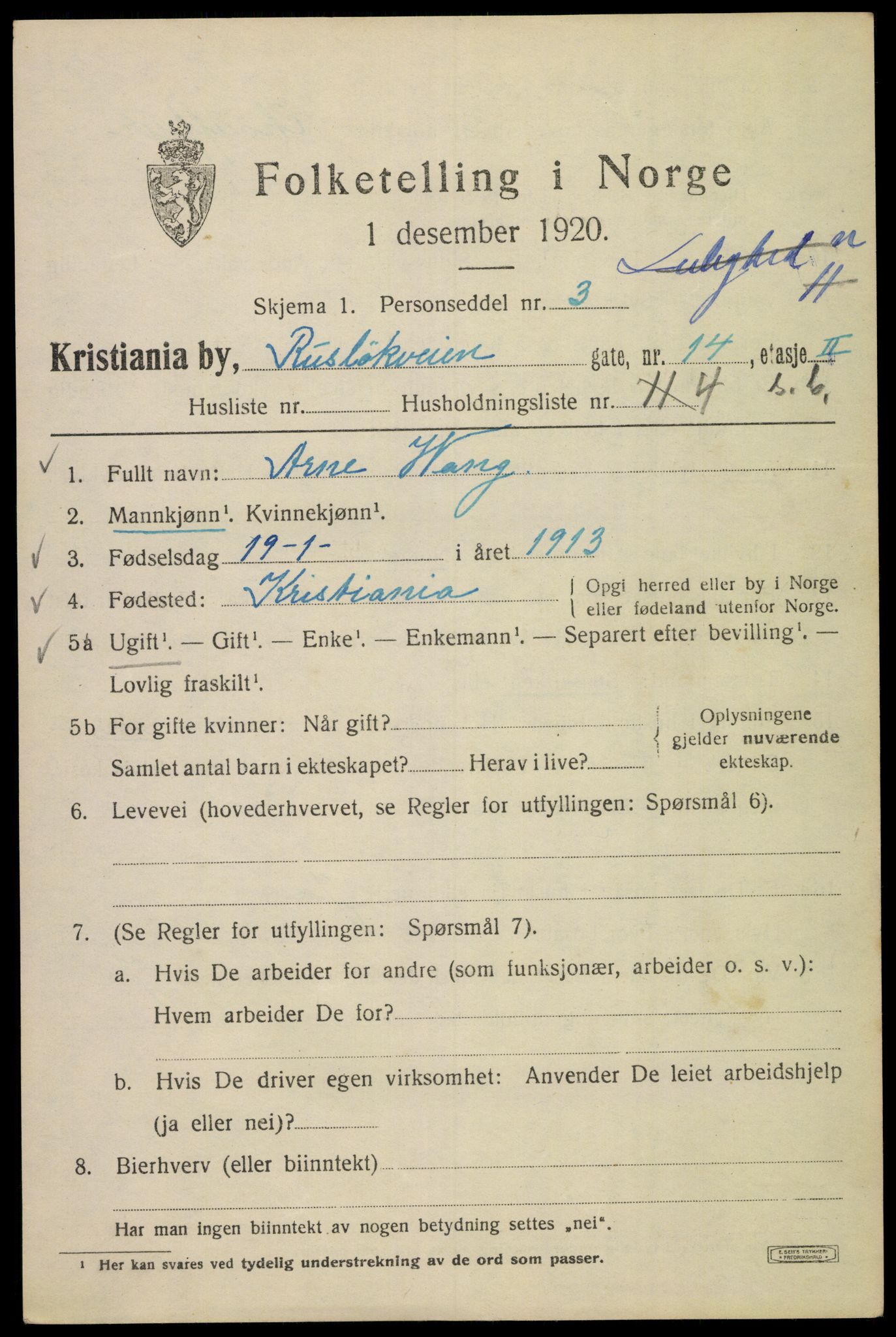SAO, 1920 census for Kristiania, 1920, p. 470181