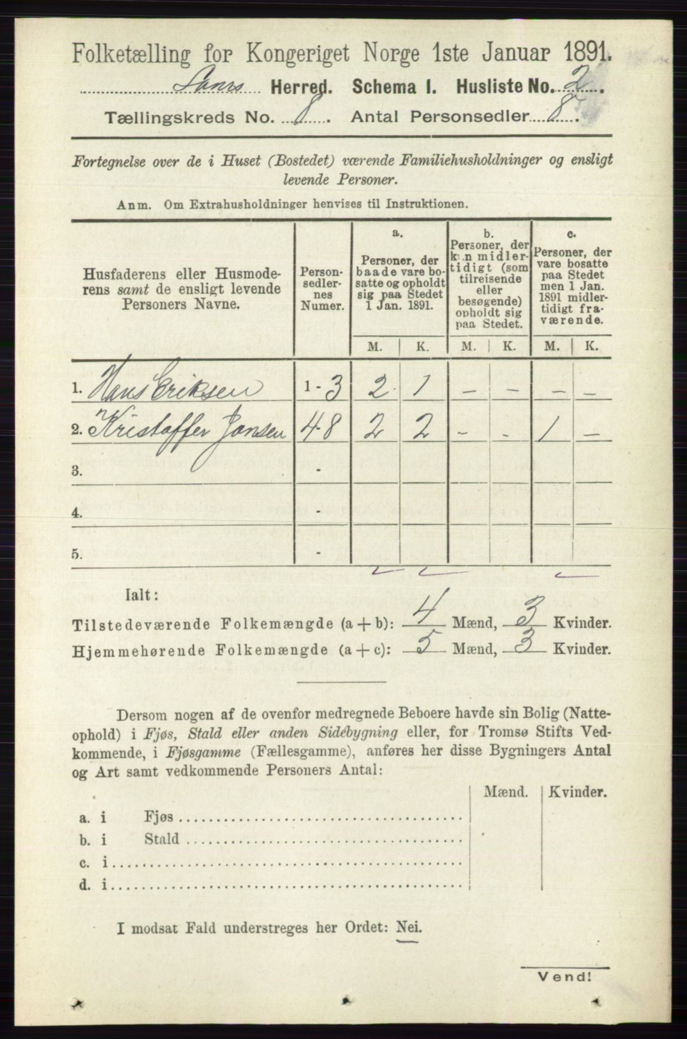 RA, 1891 census for 0514 Lom, 1891, p. 3044