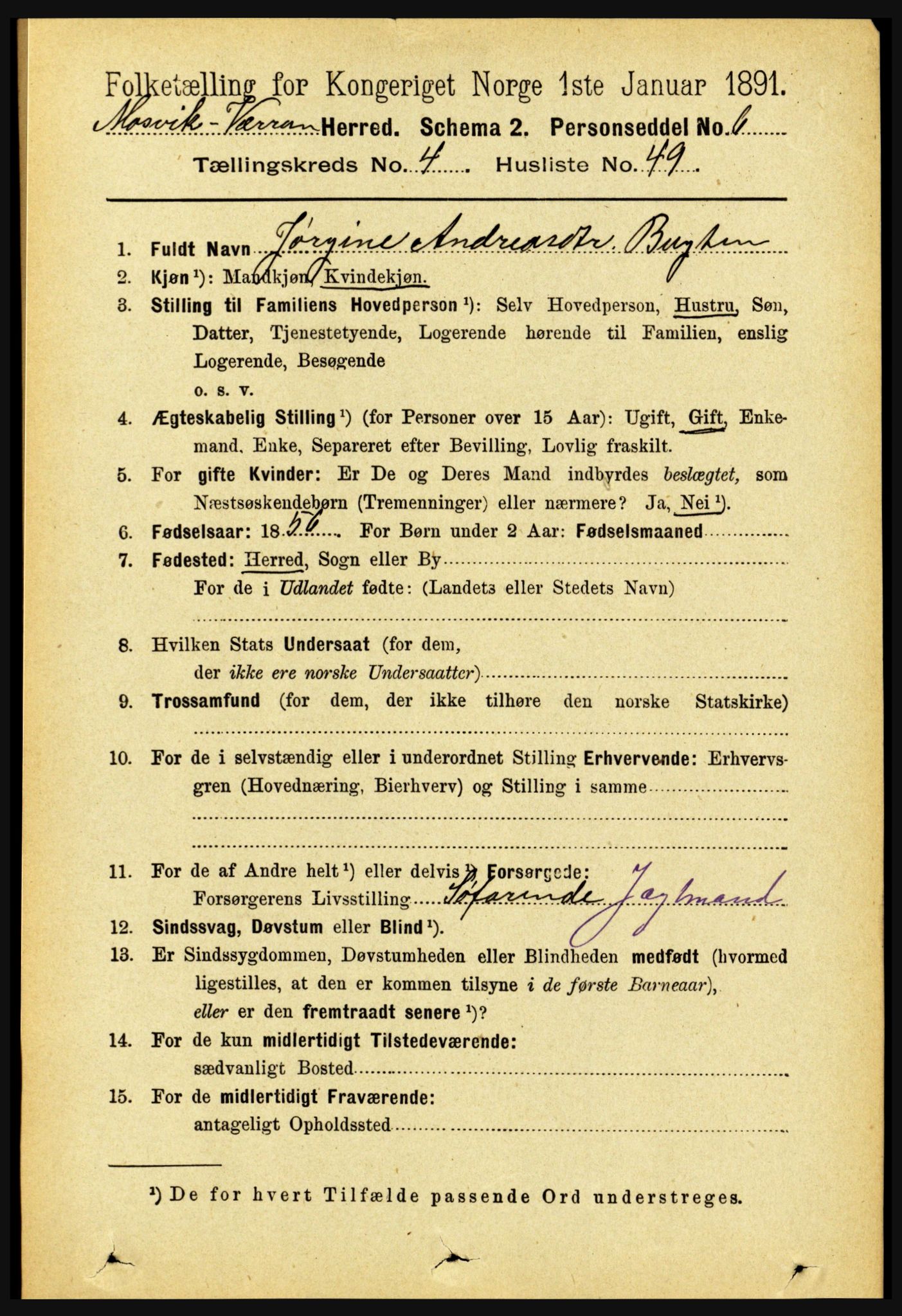 RA, 1891 census for 1723 Mosvik og Verran, 1891, p. 1710