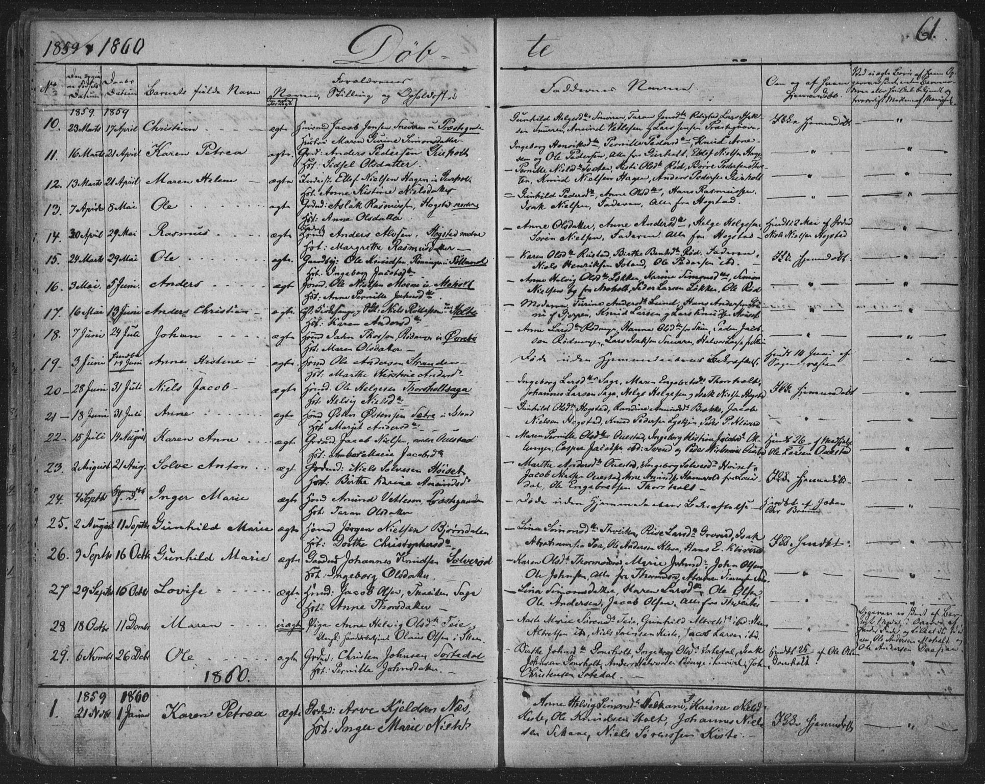 Siljan kirkebøker, SAKO/A-300/F/Fa/L0001: Parish register (official) no. 1, 1831-1870, p. 61