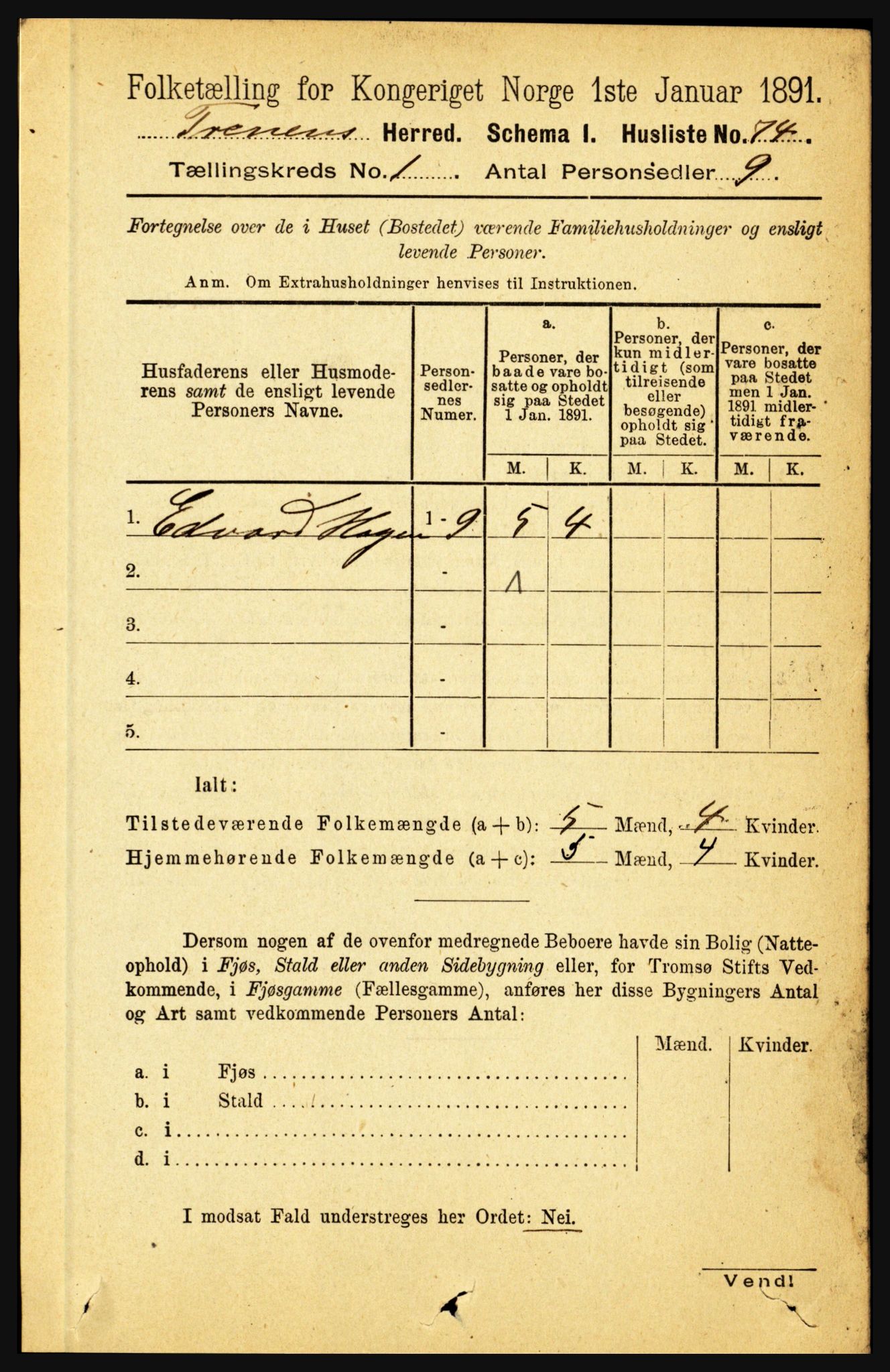 RA, 1891 census for 1835 Træna, 1891, p. 82