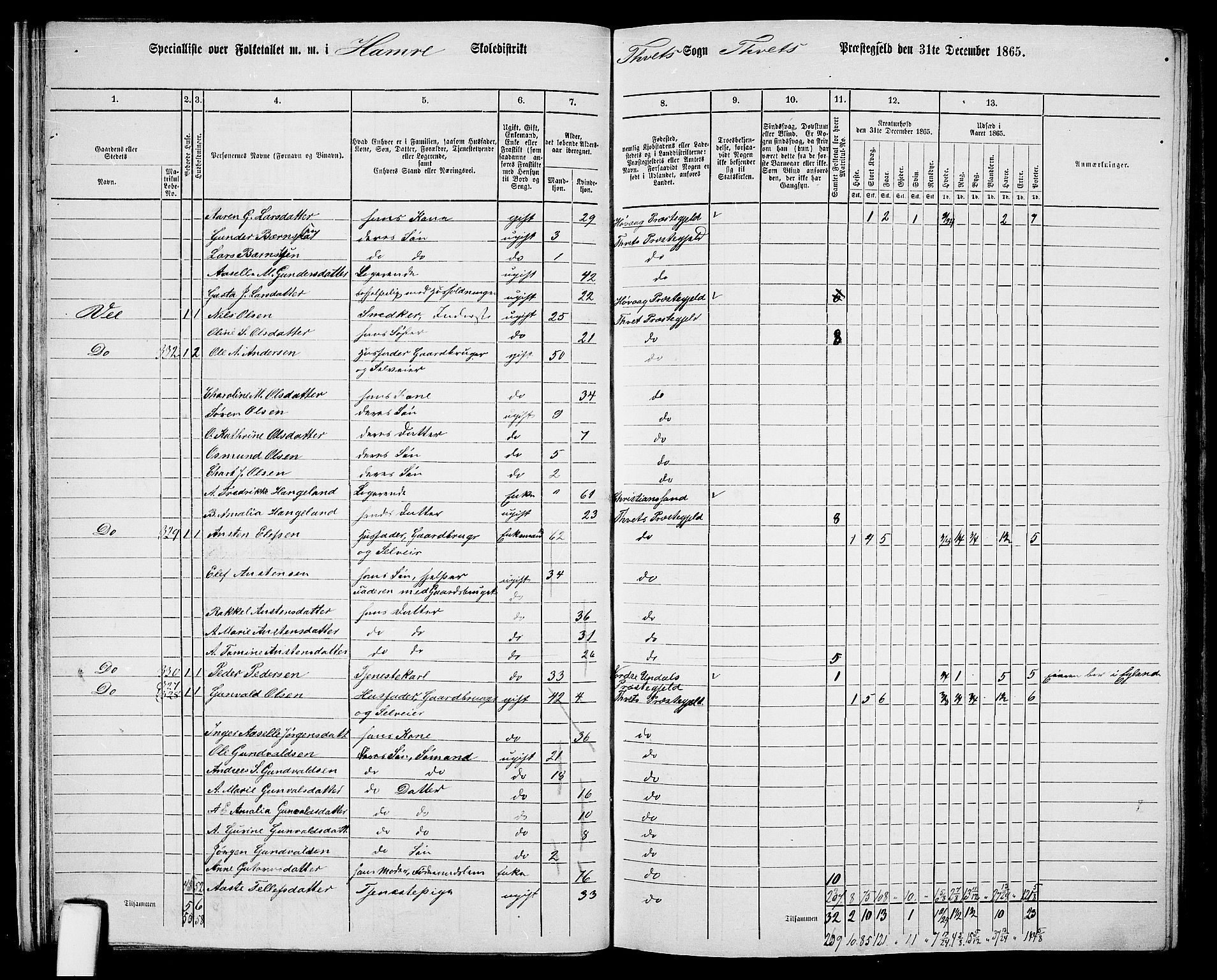 RA, 1865 census for Tveit, 1865, p. 26