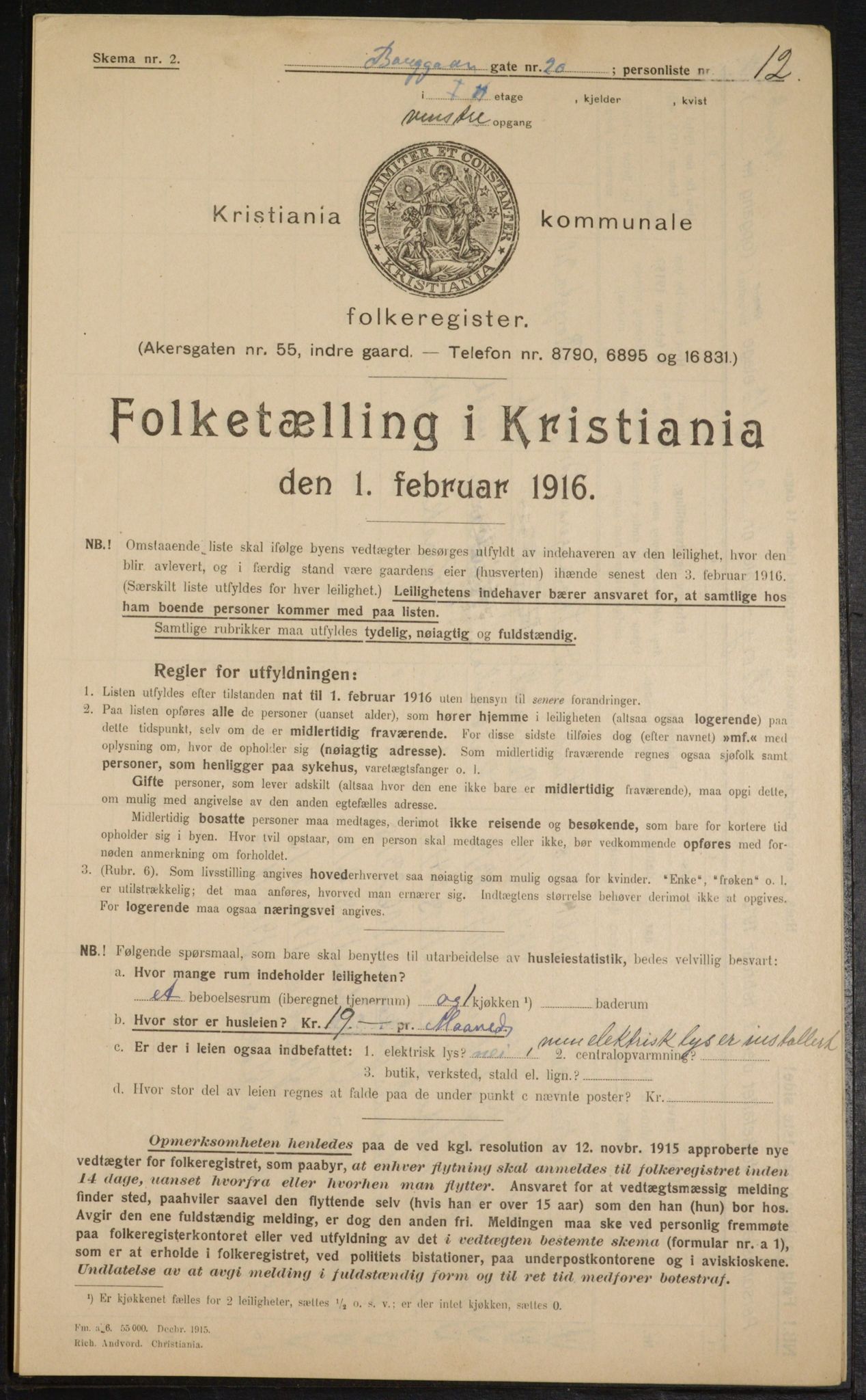 OBA, Municipal Census 1916 for Kristiania, 1916, p. 8099