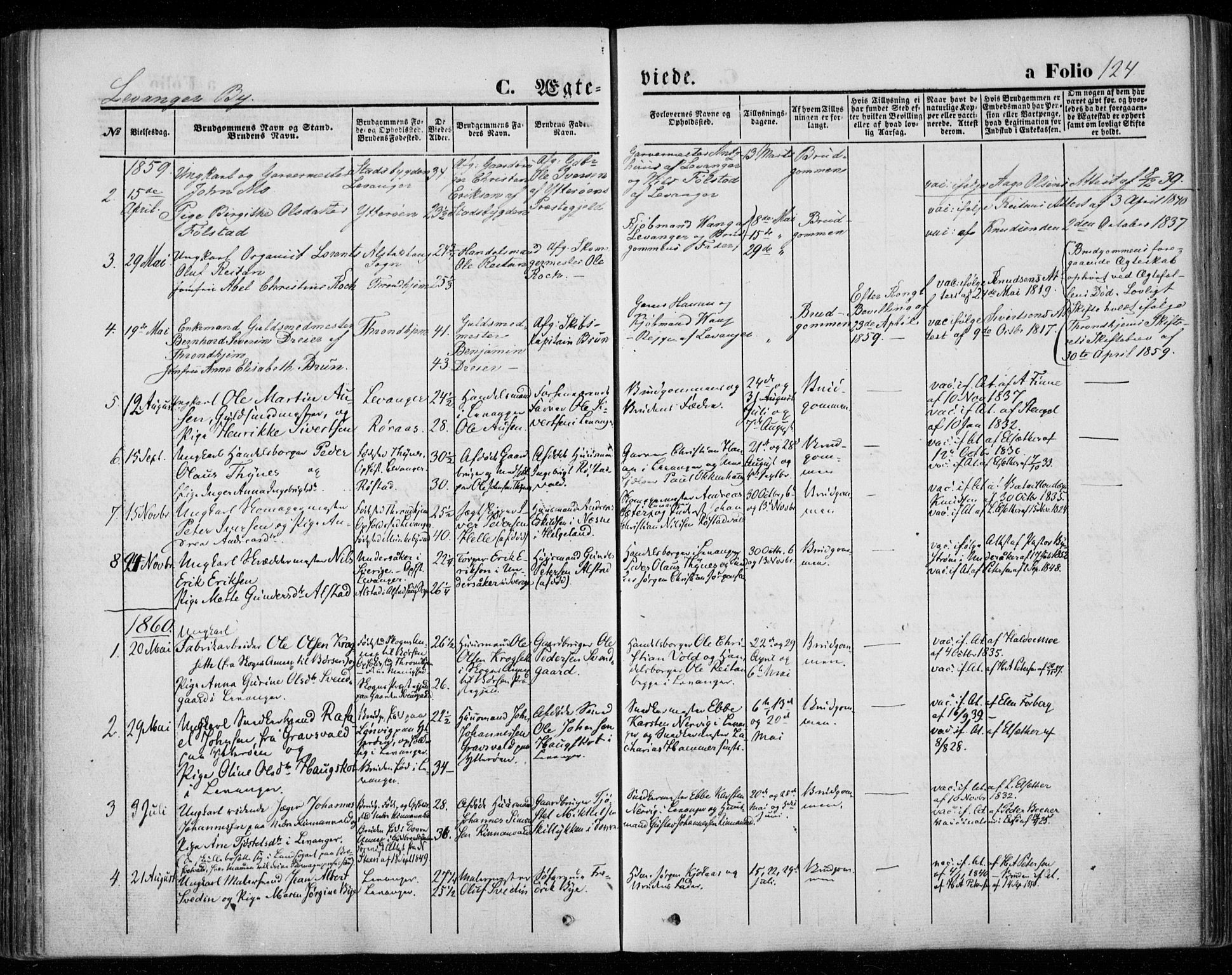 Ministerialprotokoller, klokkerbøker og fødselsregistre - Nord-Trøndelag, AV/SAT-A-1458/720/L0184: Parish register (official) no. 720A02 /1, 1855-1863, p. 124