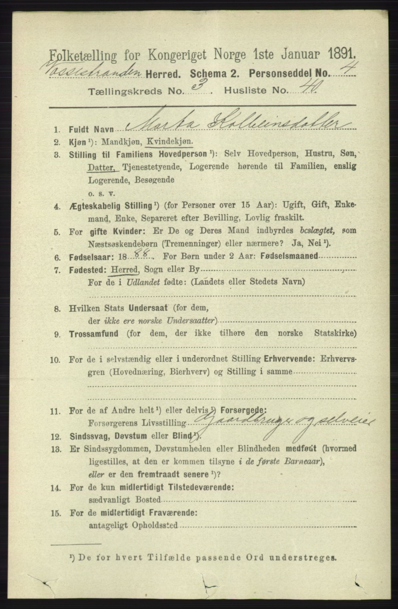 RA, 1891 census for 1236 Vossestrand, 1891, p. 1462