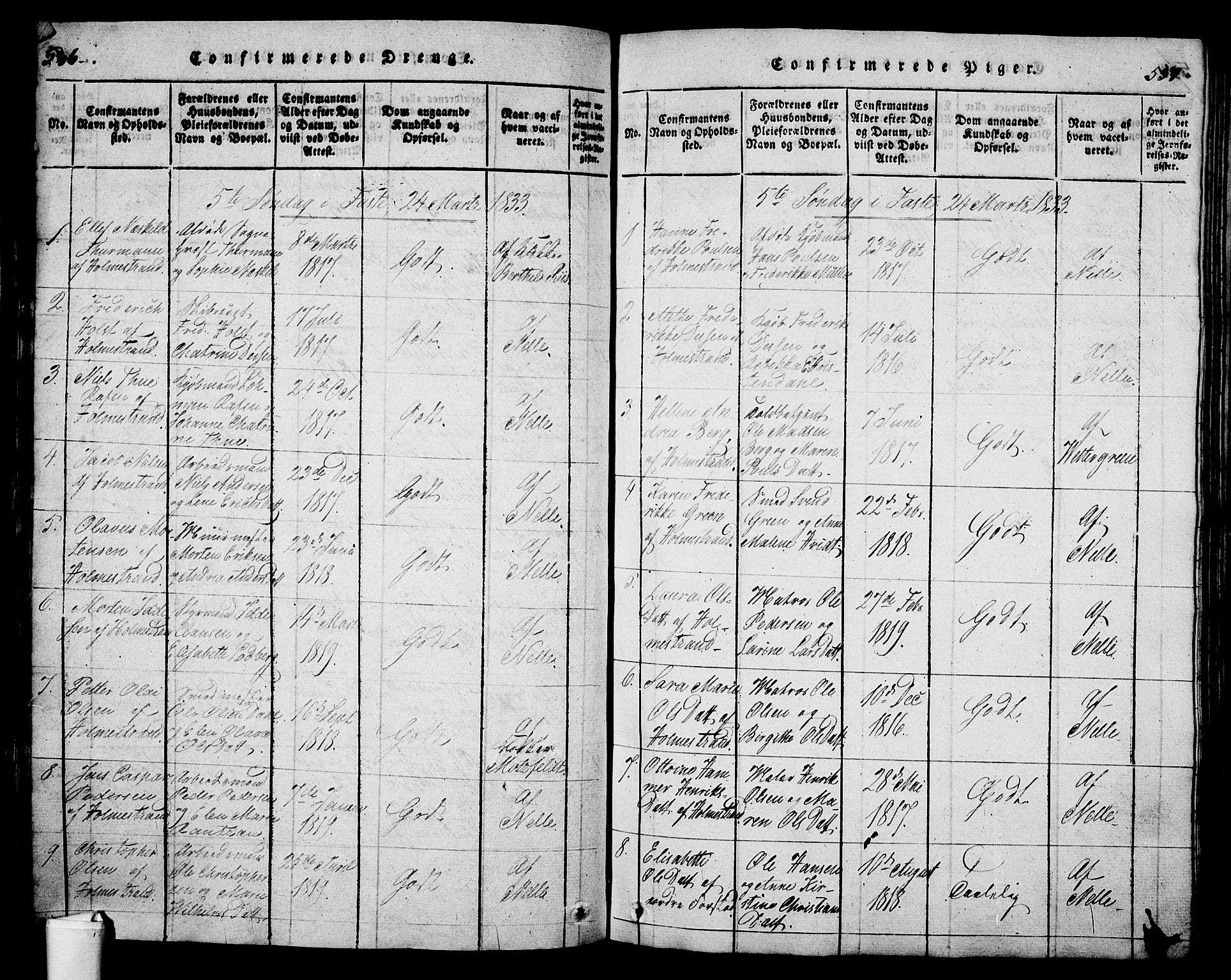 Holmestrand kirkebøker, SAKO/A-346/G/Ga/L0001: Parish register (copy) no. 1, 1814-1848, p. 536-537
