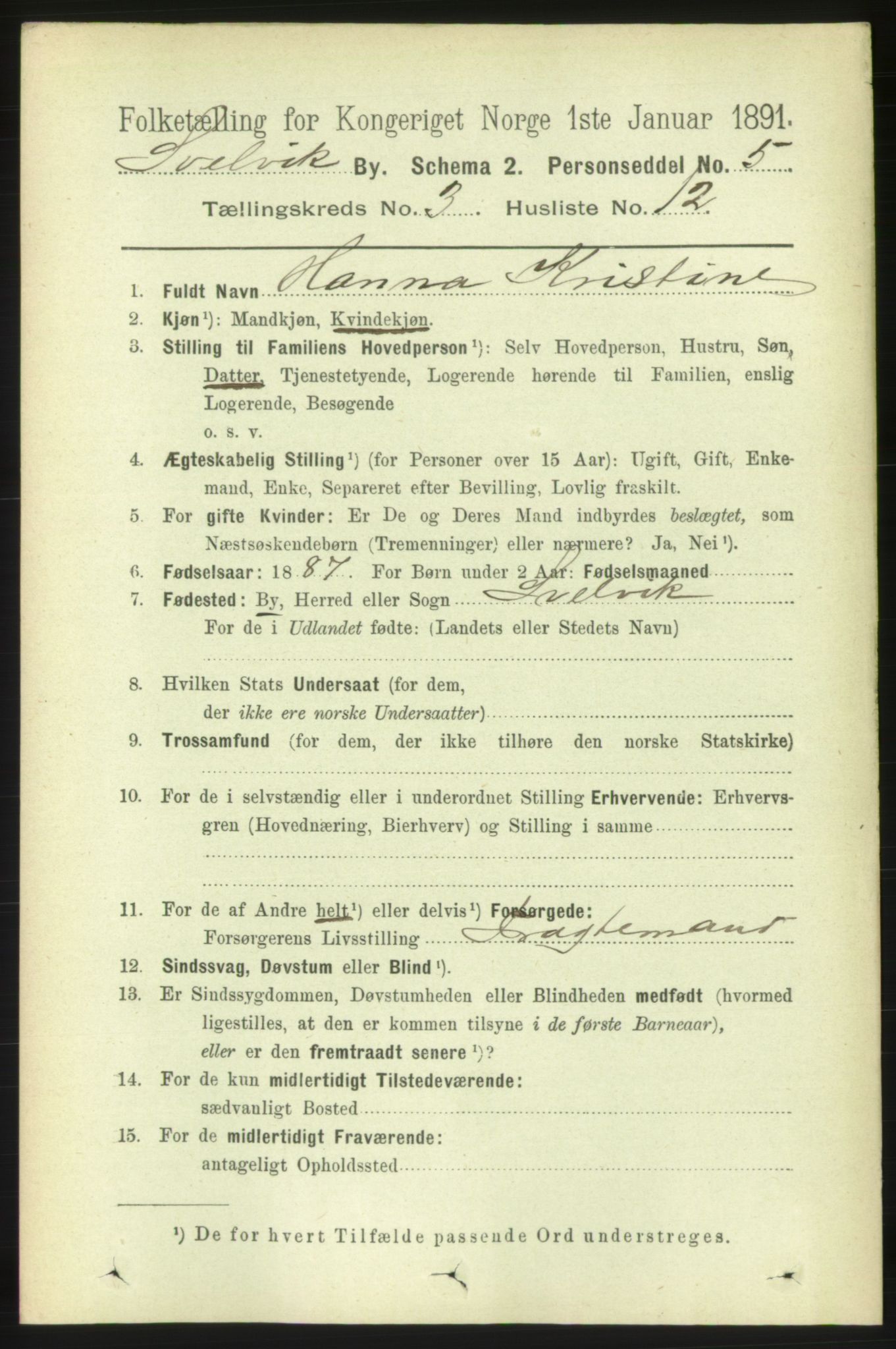 RA, 1891 census for 0701 Svelvik, 1891, p. 1262