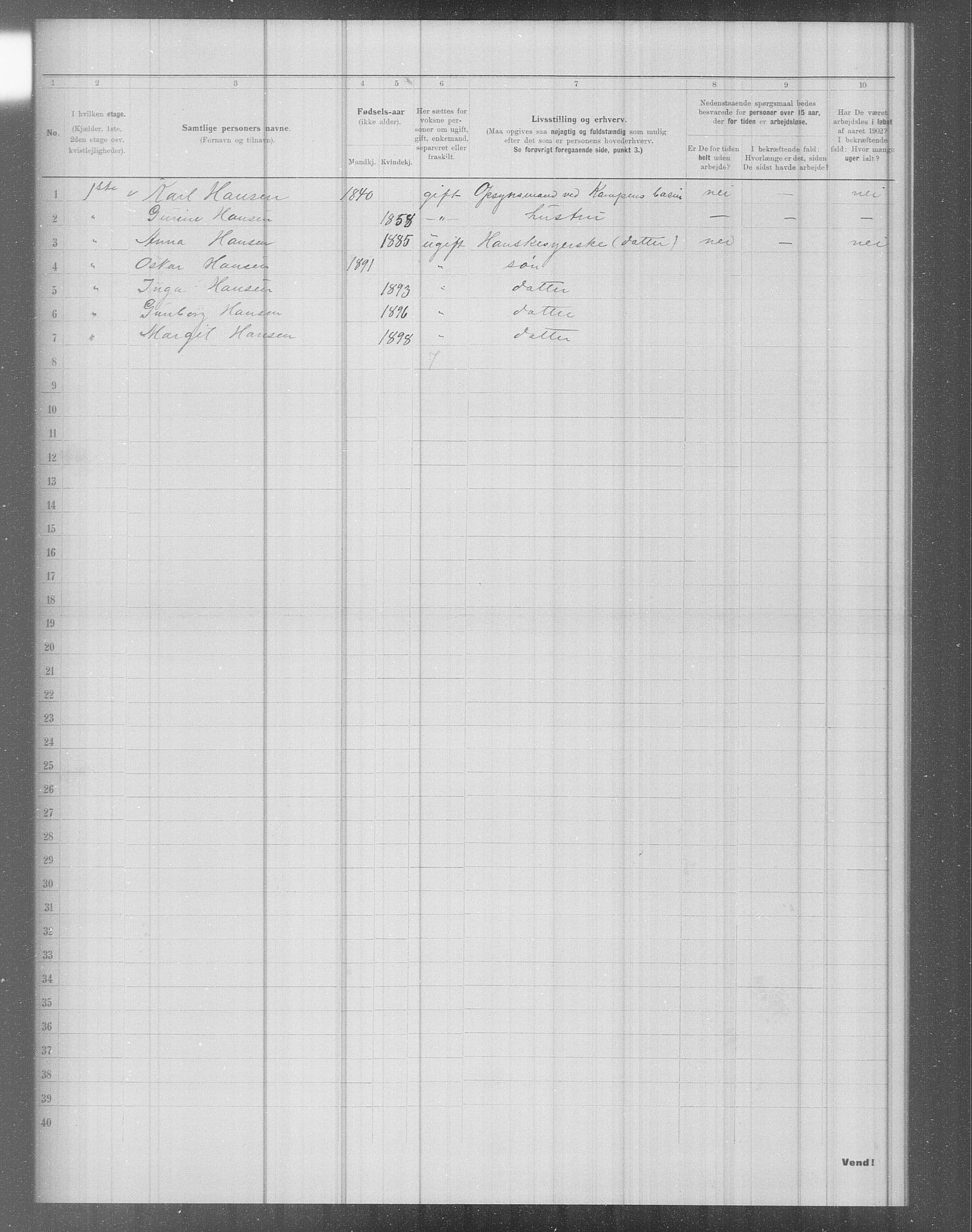 OBA, Municipal Census 1902 for Kristiania, 1902, p. 4191