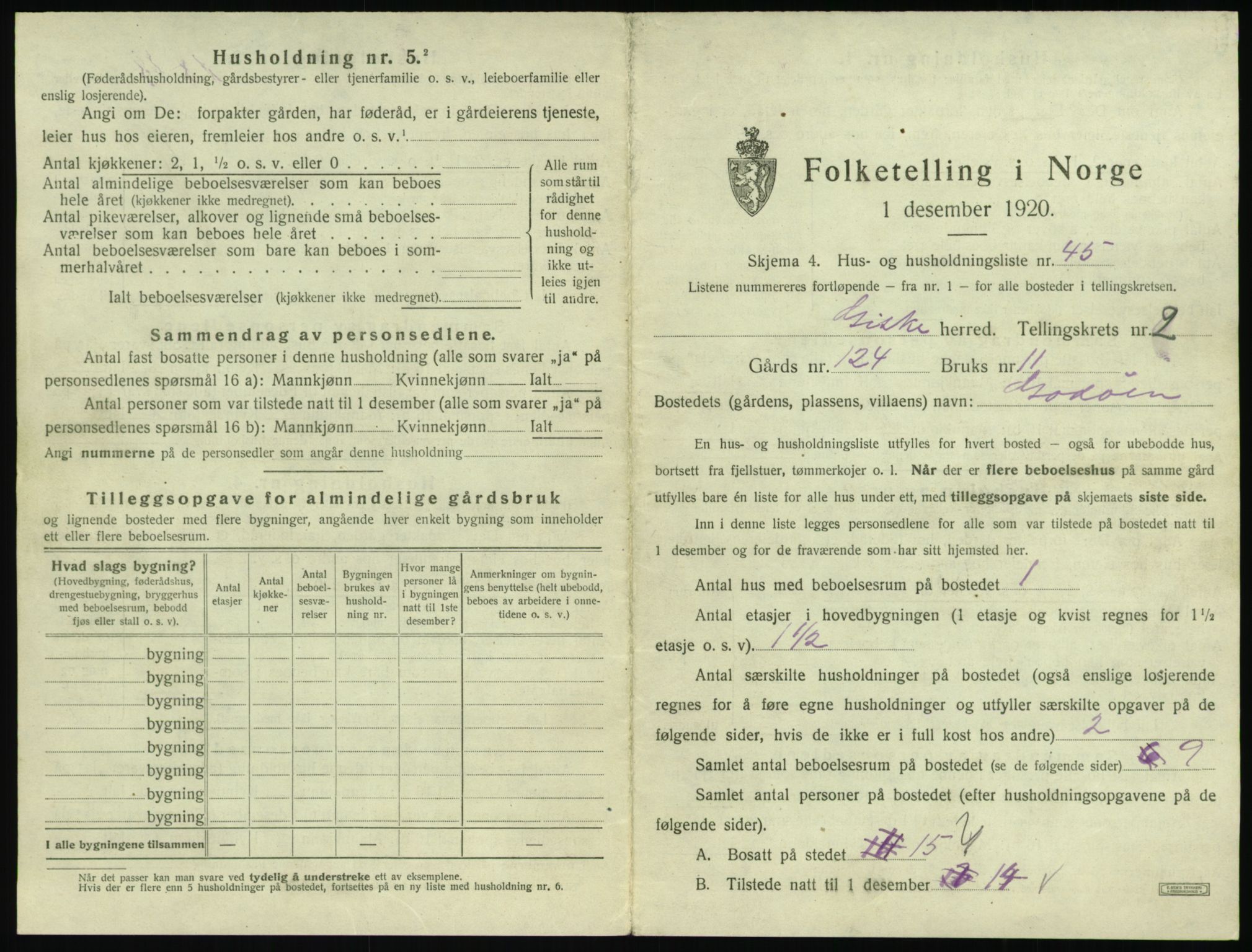 SAT, 1920 census for Giske, 1920, p. 160