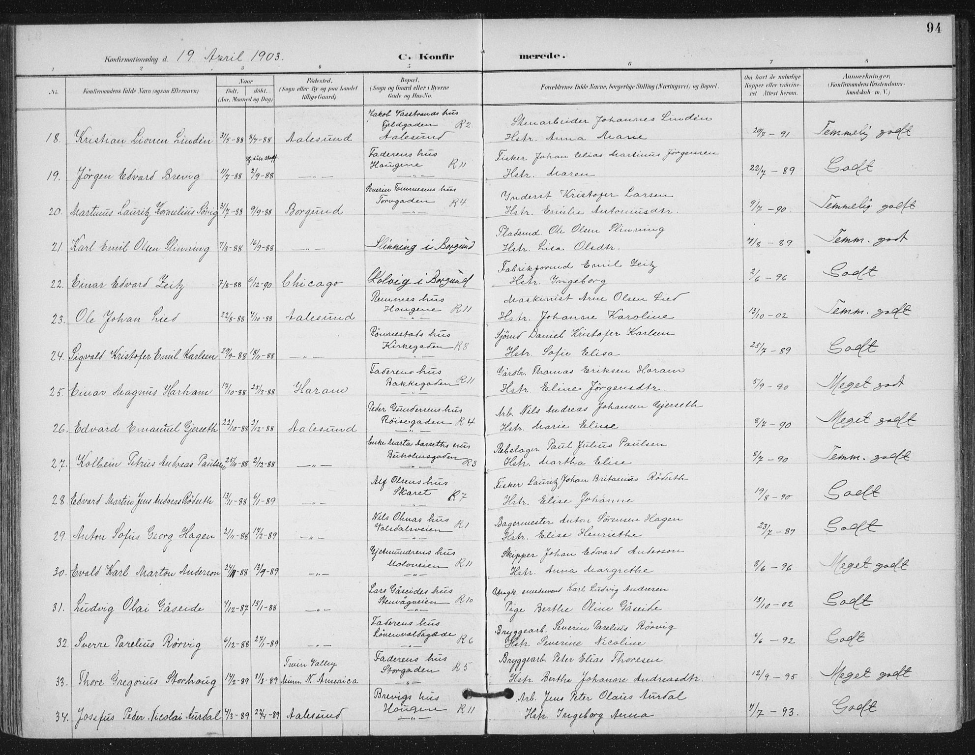 Ministerialprotokoller, klokkerbøker og fødselsregistre - Møre og Romsdal, AV/SAT-A-1454/529/L0457: Parish register (official) no. 529A07, 1894-1903, p. 94