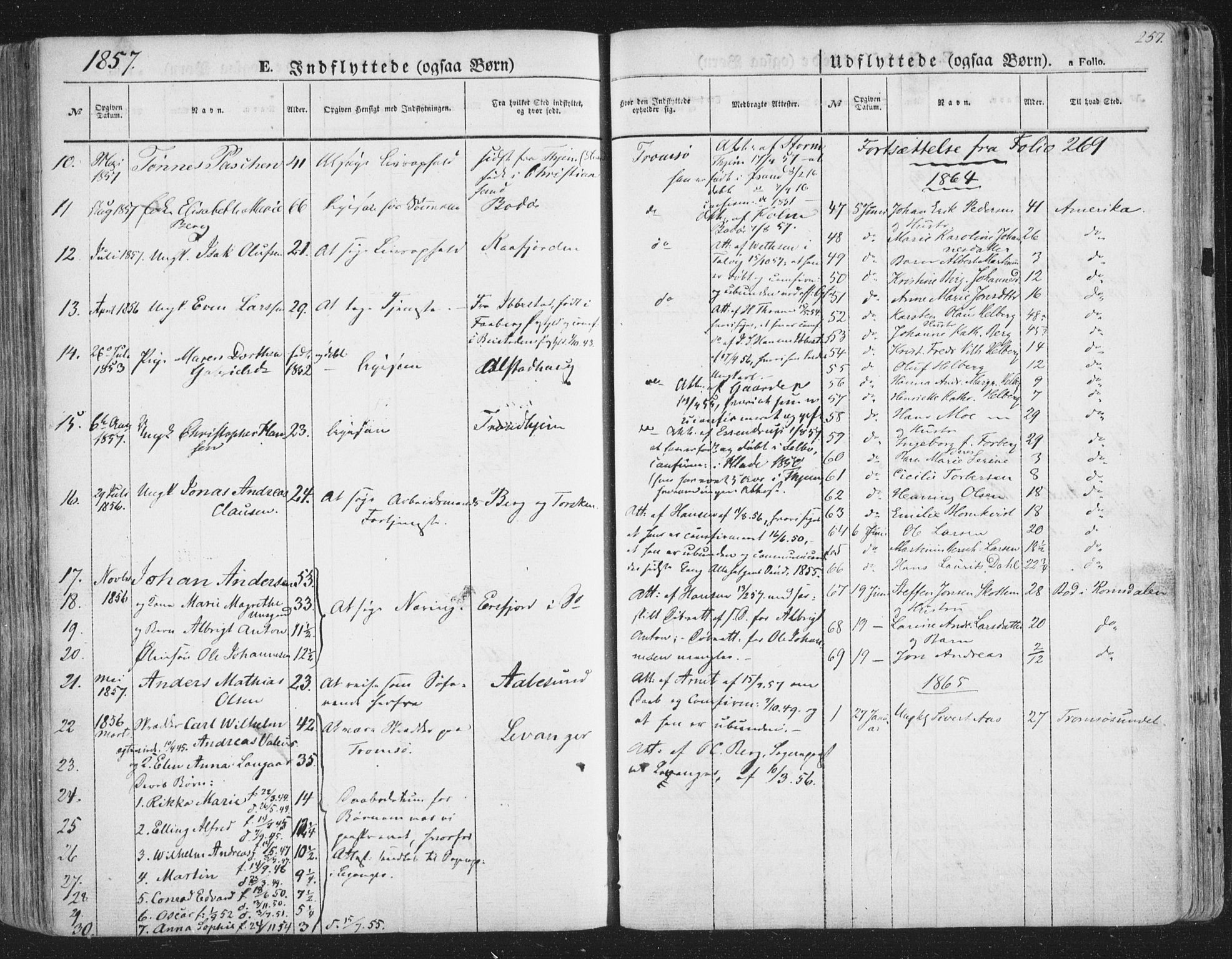 Tromsø sokneprestkontor/stiftsprosti/domprosti, SATØ/S-1343/G/Ga/L0011kirke: Parish register (official) no. 11, 1856-1865, p. 257