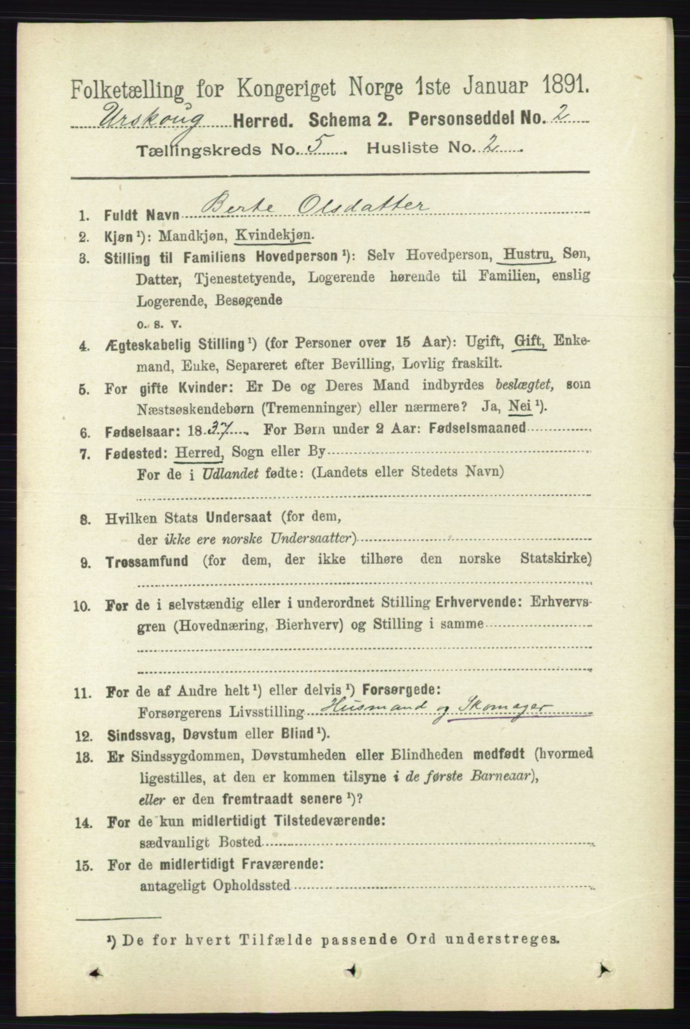 RA, 1891 census for 0224 Aurskog, 1891, p. 2072