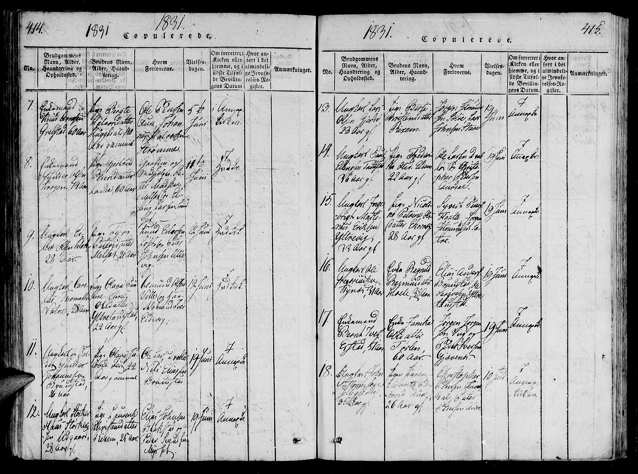 Ministerialprotokoller, klokkerbøker og fødselsregistre - Møre og Romsdal, SAT/A-1454/522/L0310: Parish register (official) no. 522A05, 1816-1832, p. 414-415