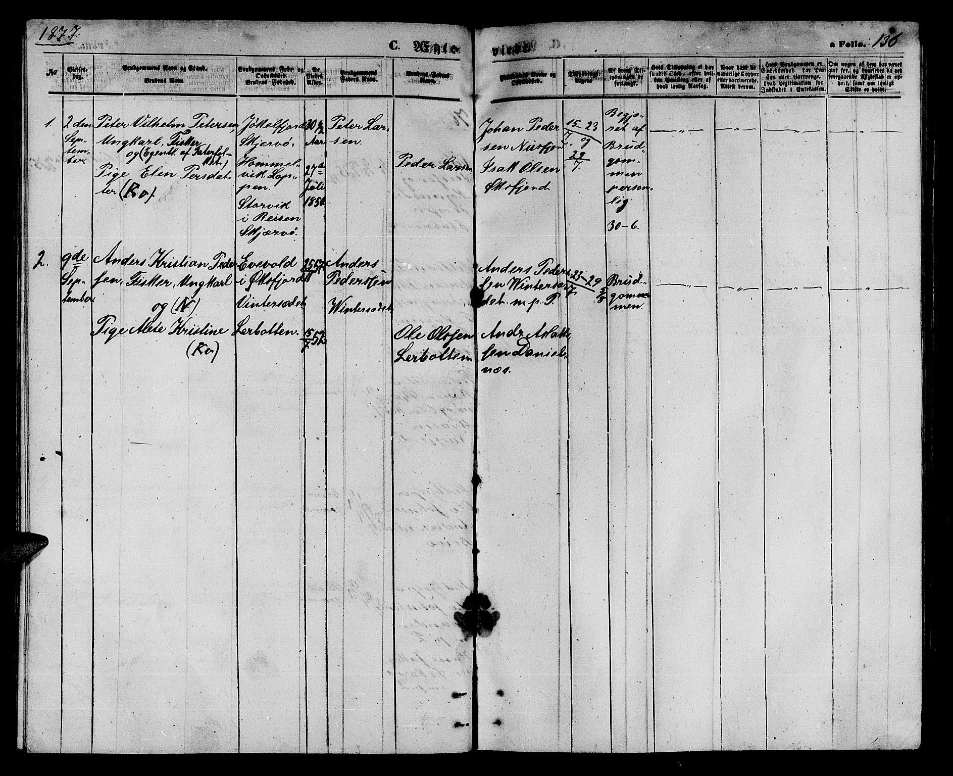 Loppa sokneprestkontor, SATØ/S-1339/H/Hb/L0004klokker: Parish register (copy) no. 4, 1864-1880, p. 136