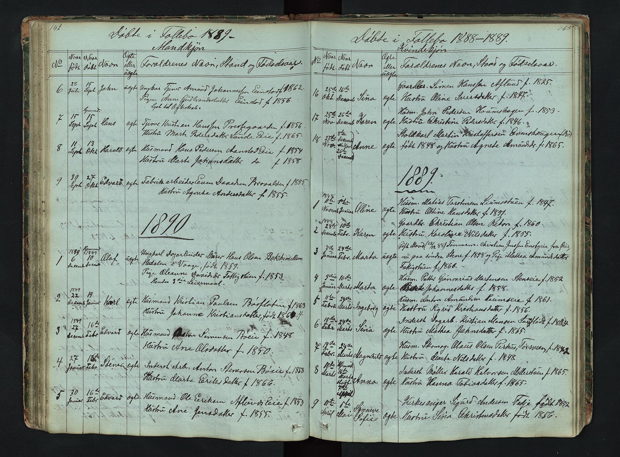 Gausdal prestekontor, SAH/PREST-090/H/Ha/Hab/L0006: Parish register (copy) no. 6, 1846-1893, p. 142-143