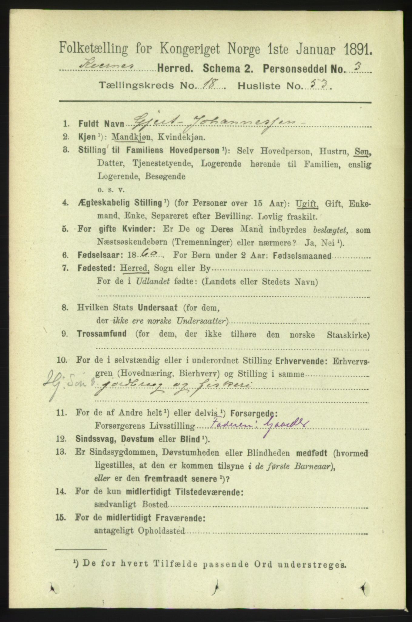 RA, 1891 census for 1553 Kvernes, 1891, p. 8093