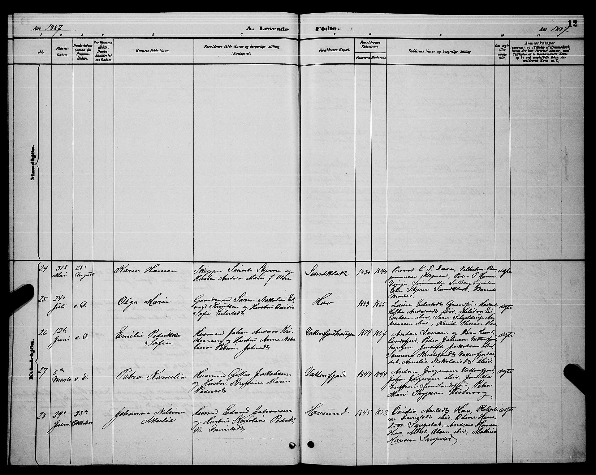 Ministerialprotokoller, klokkerbøker og fødselsregistre - Nordland, AV/SAT-A-1459/876/L1104: Parish register (copy) no. 876C03, 1886-1896, p. 12