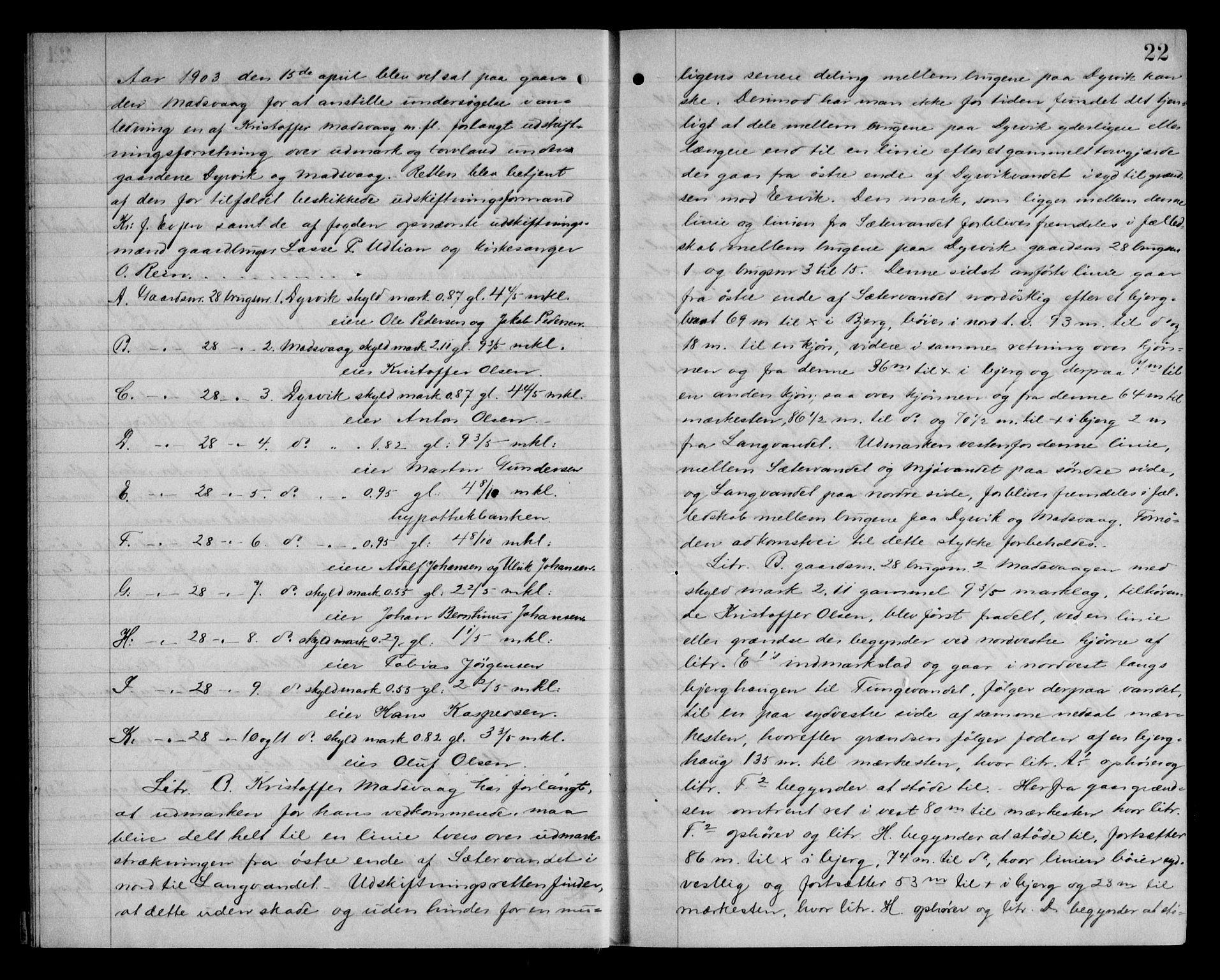 Fosen sorenskriveri, AV/SAT-A-1107/1/2/2C/L0039: Mortgage book no. 30, 1905-1906, p. 22