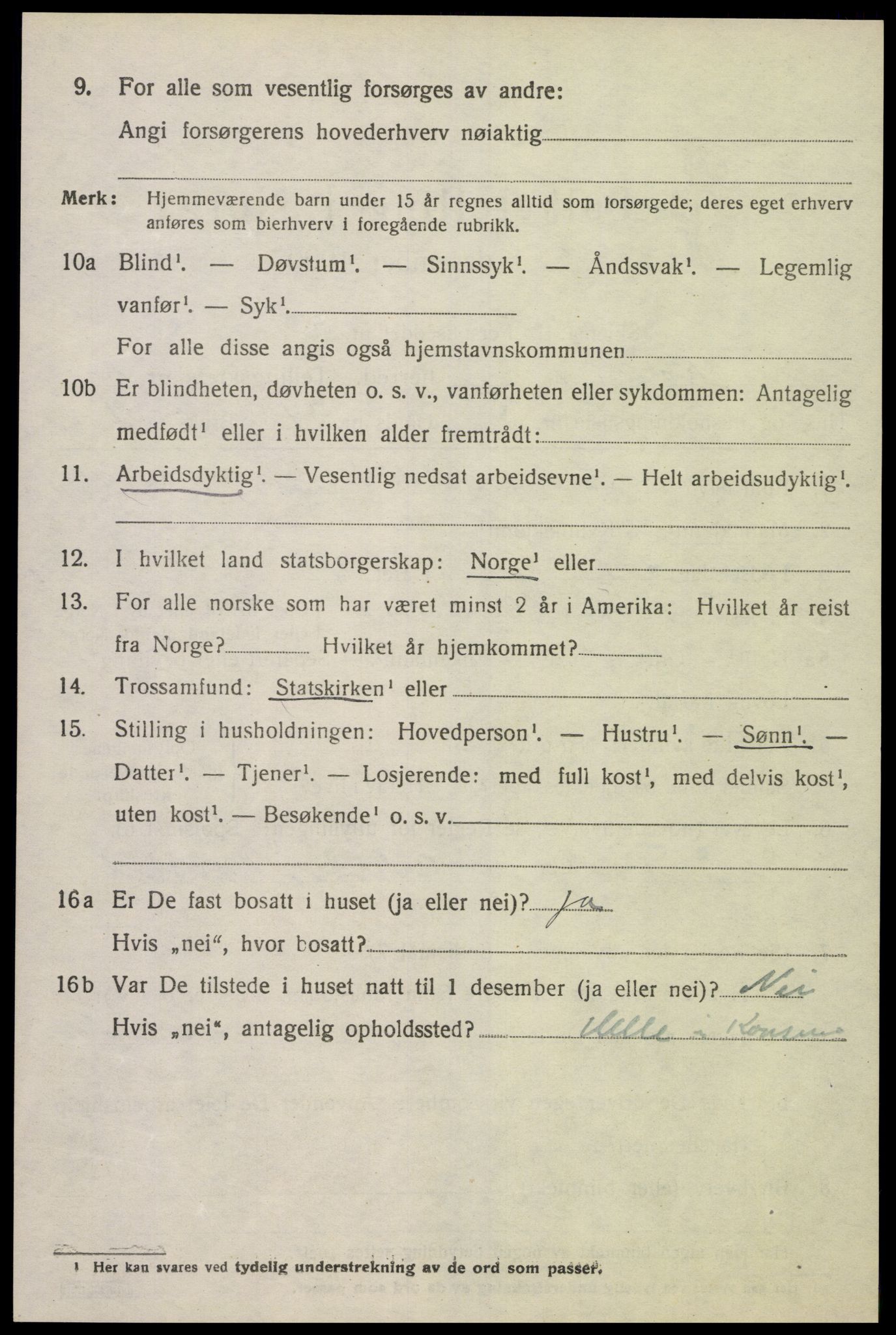 SAK, 1920 census for Konsmo, 1920, p. 1151