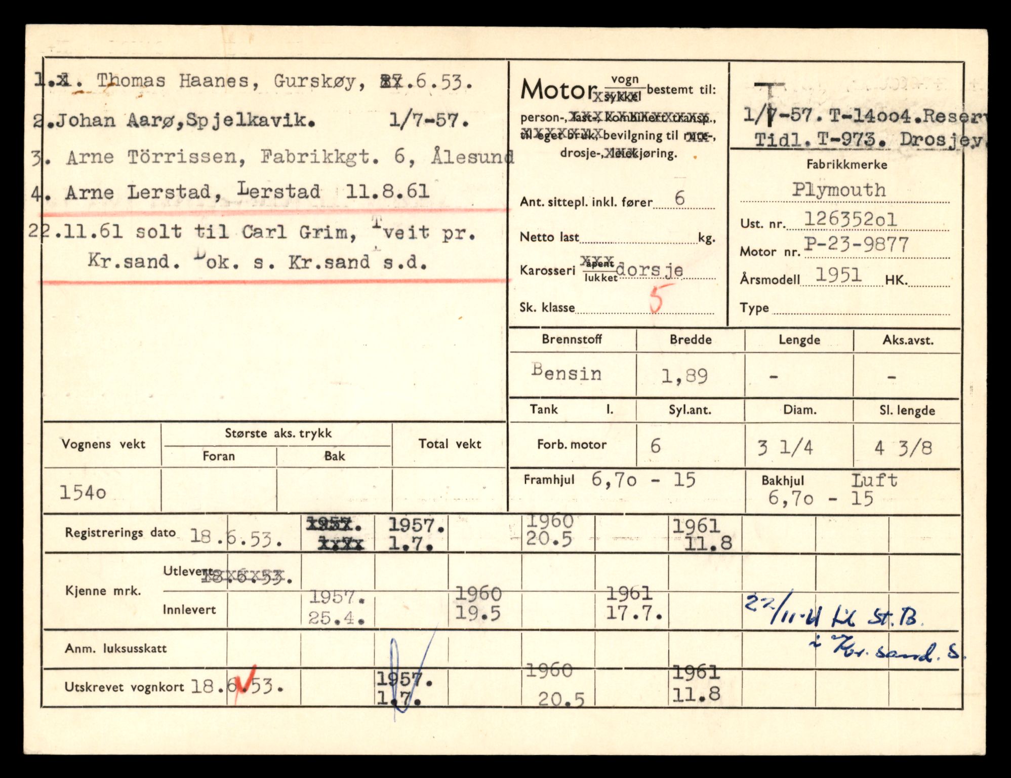 Møre og Romsdal vegkontor - Ålesund trafikkstasjon, AV/SAT-A-4099/F/Fe/L0042: Registreringskort for kjøretøy T 13906 - T 14079, 1927-1998, p. 1327