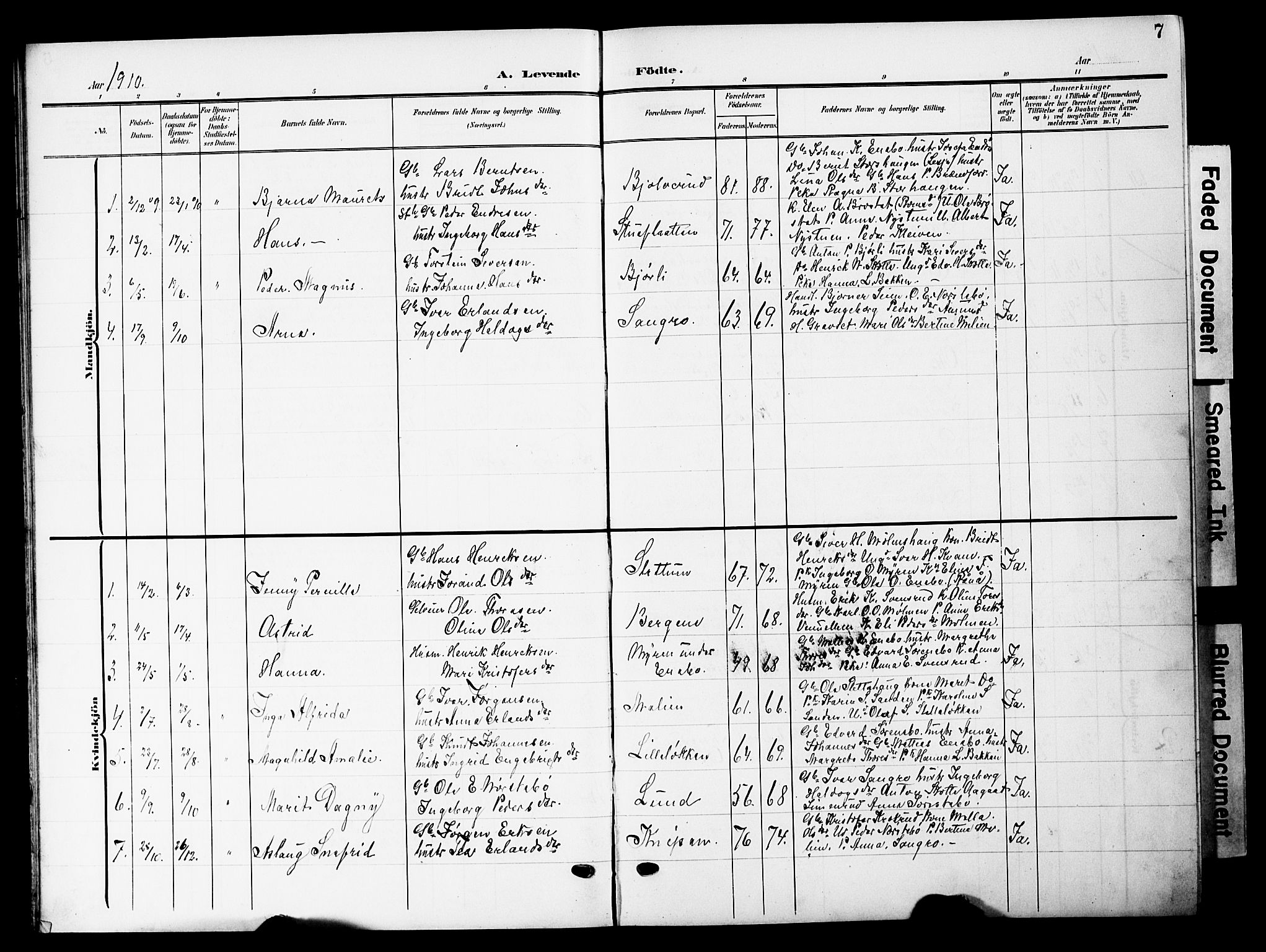 Lesja prestekontor, AV/SAH-PREST-068/H/Ha/Hab/L0008: Parish register (copy) no. 8, 1905-1931, p. 7