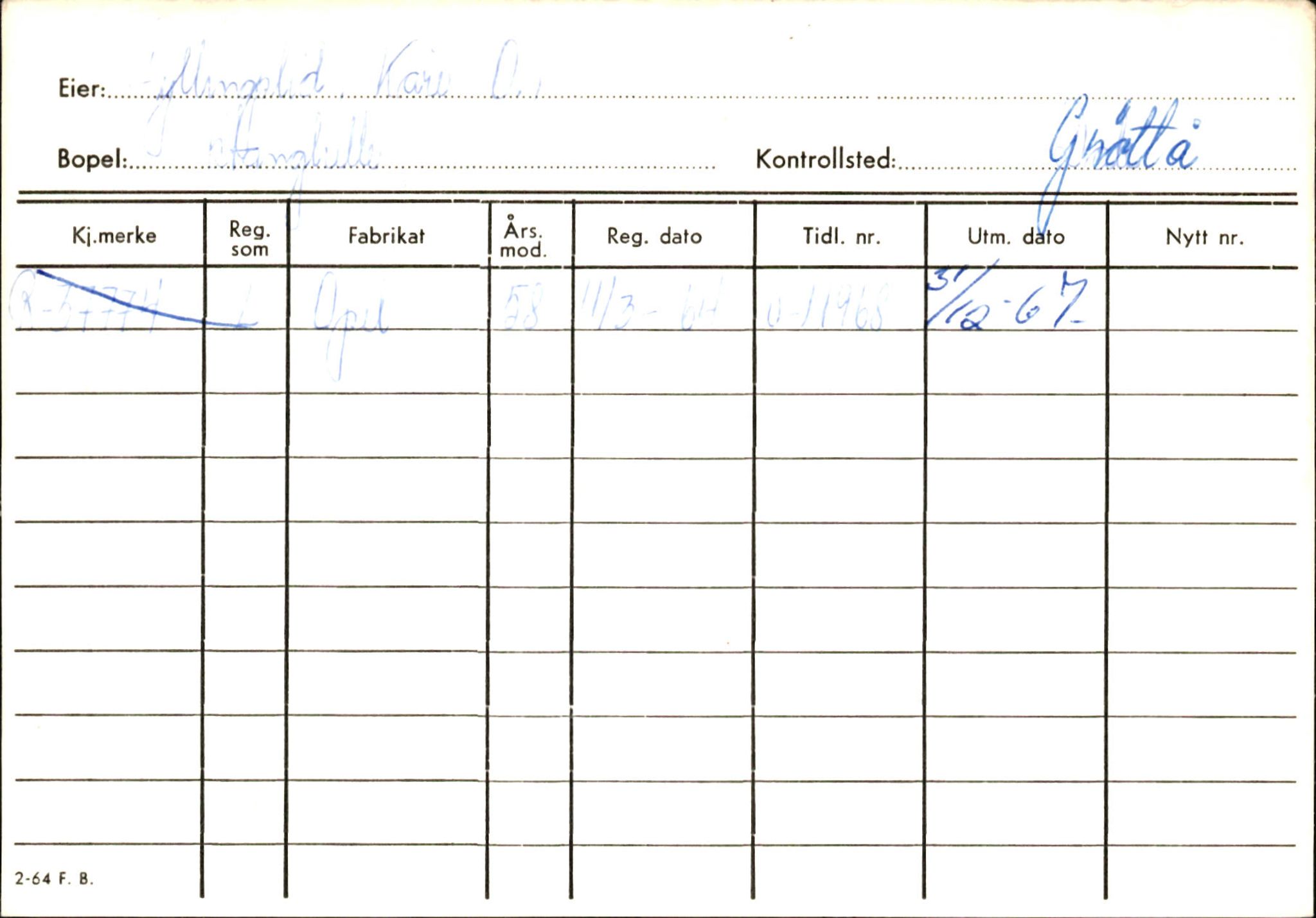 Statens vegvesen, Hordaland vegkontor, AV/SAB-A-5201/2/Ha/L0015: R-eierkort F-G, 1920-1971, p. 101