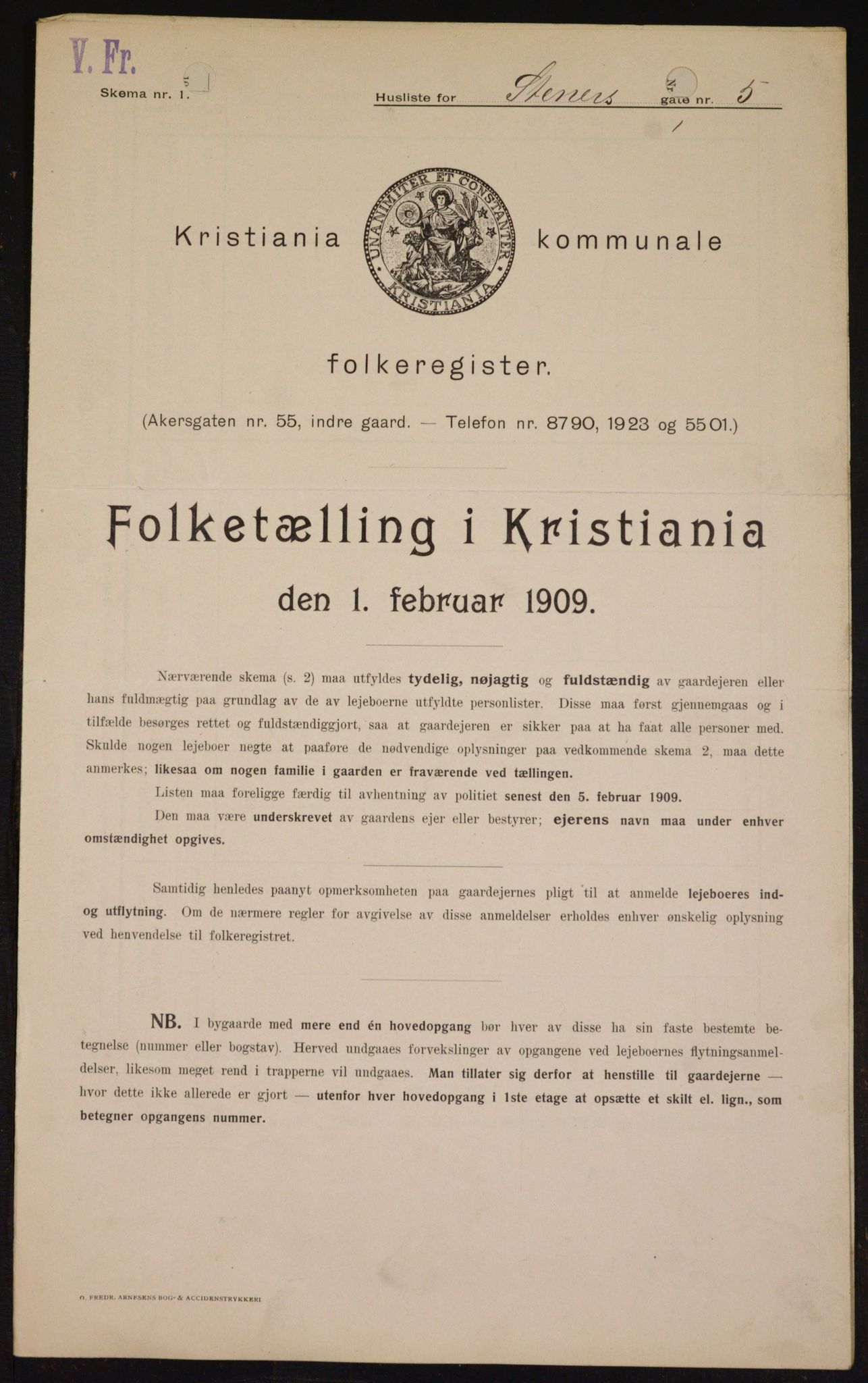 OBA, Municipal Census 1909 for Kristiania, 1909, p. 91798