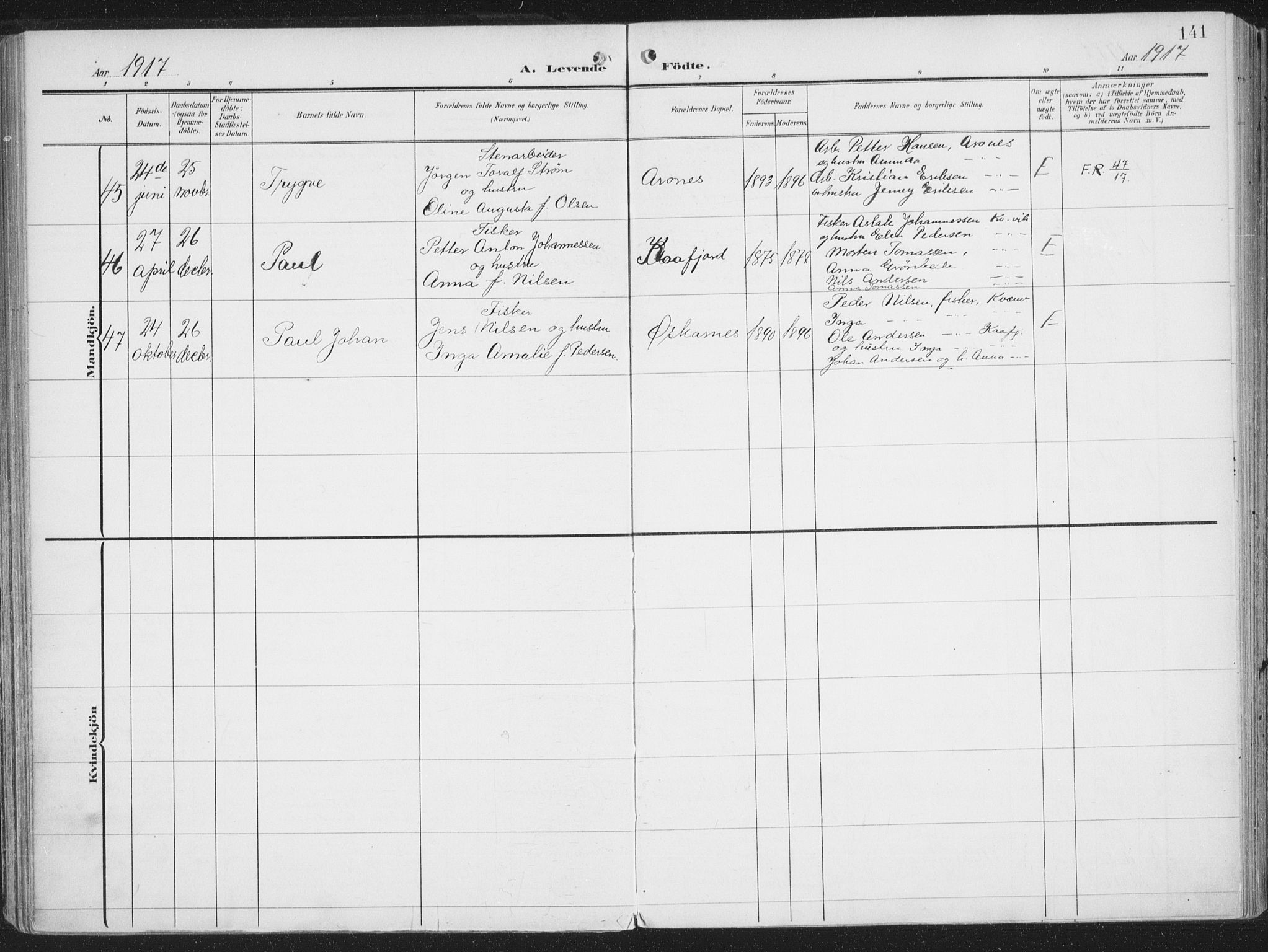 Alta sokneprestkontor, SATØ/S-1338/H/Ha/L0005.kirke: Parish register (official) no. 5, 1904-1918, p. 141