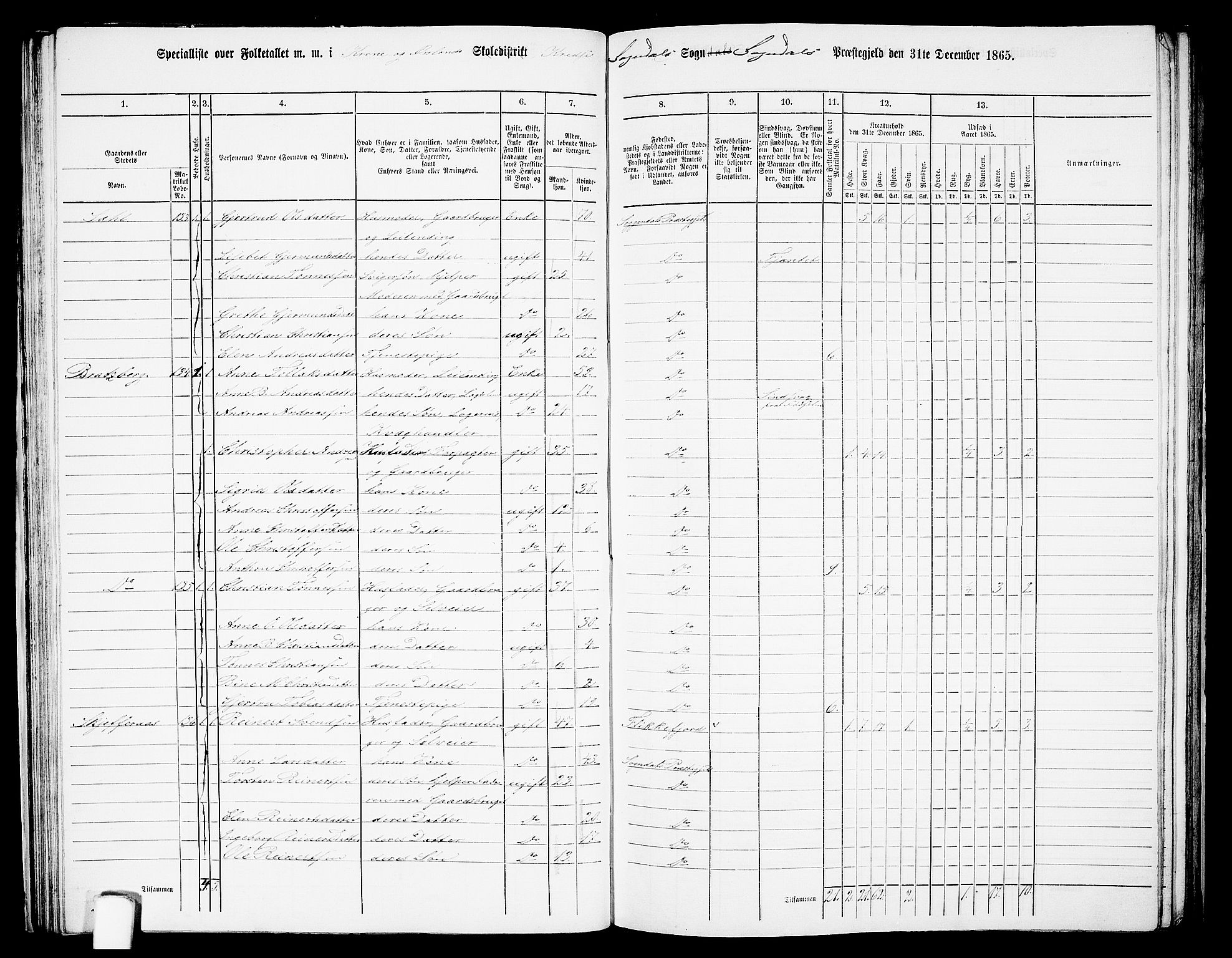 RA, 1865 census for Sokndal, 1865, p. 48