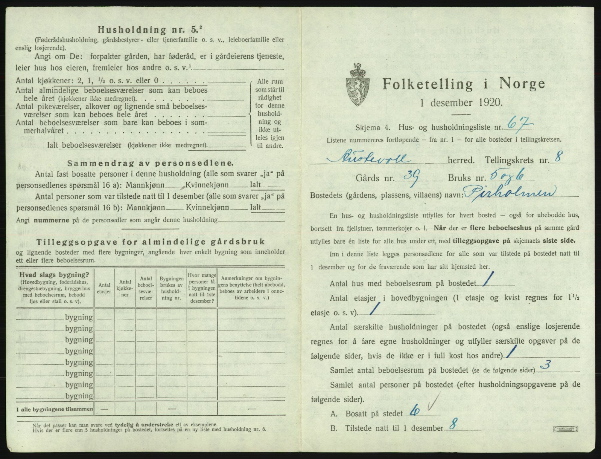 SAB, 1920 census for Austevoll, 1920, p. 612