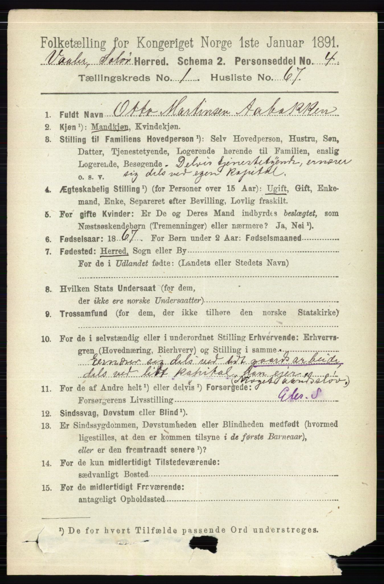 RA, 1891 census for 0426 Våler, 1891, p. 427