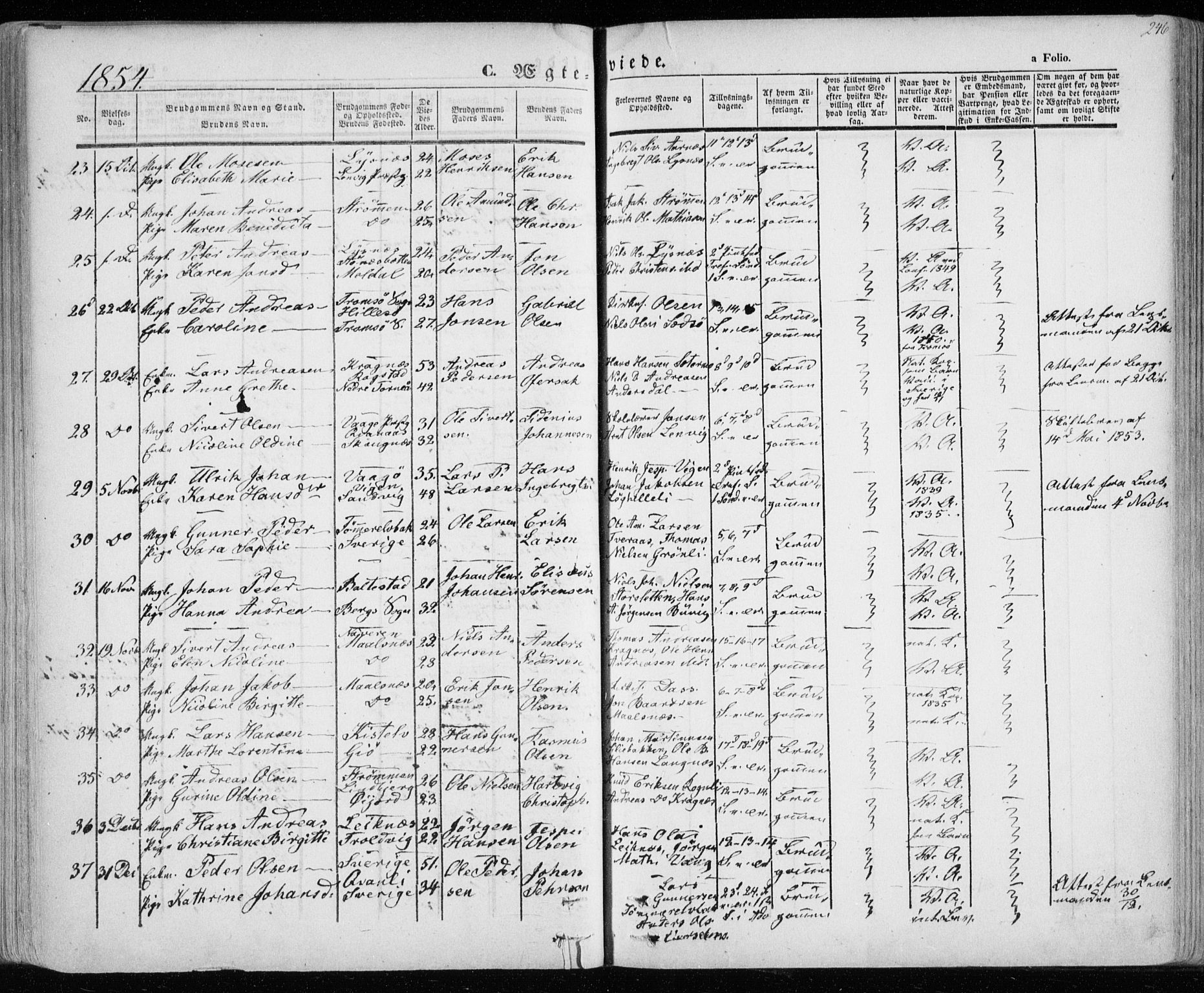 Lenvik sokneprestembete, SATØ/S-1310/H/Ha/Haa/L0006kirke: Parish register (official) no. 6, 1845-1854, p. 246