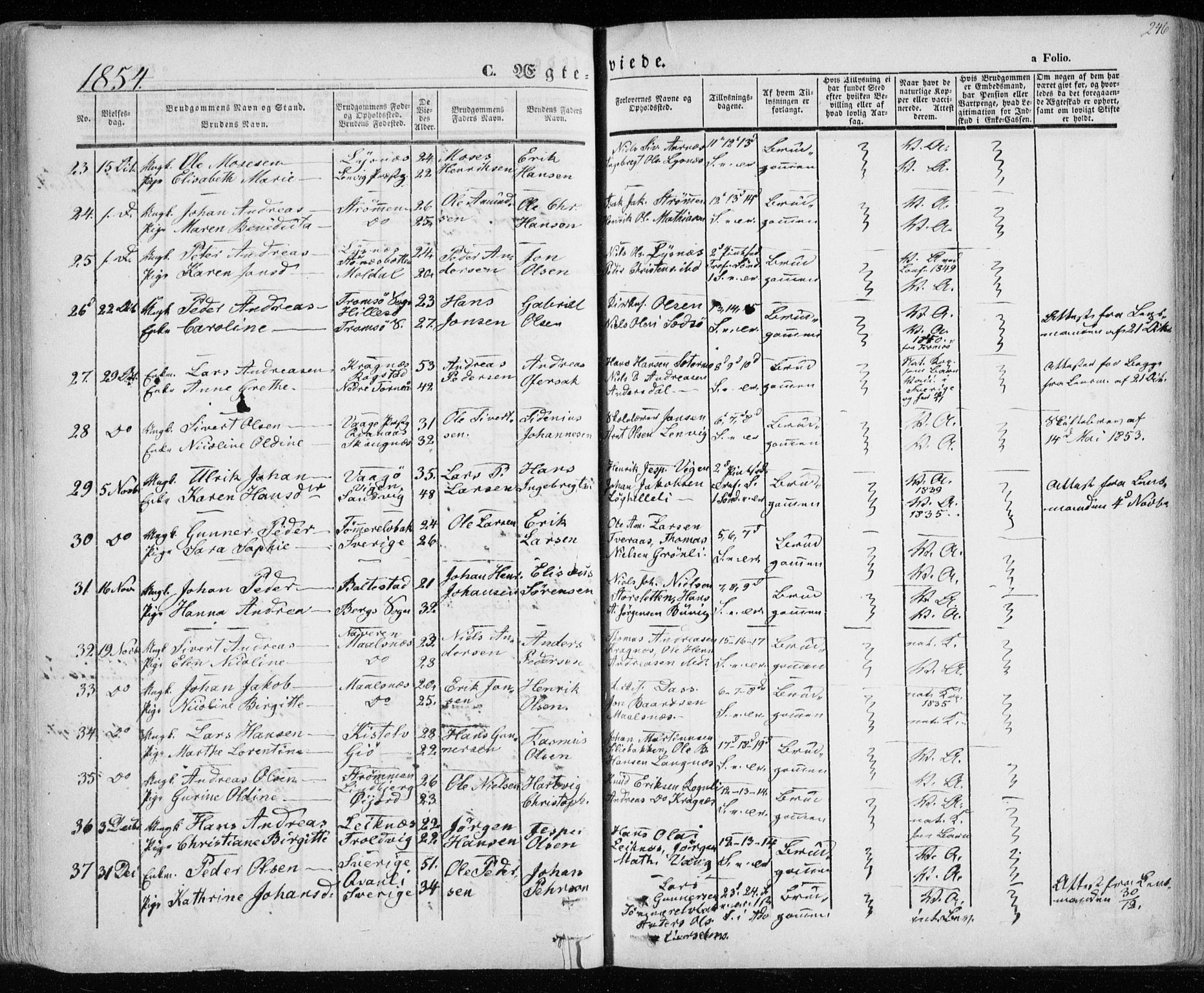 Lenvik sokneprestembete, AV/SATØ-S-1310/H/Ha/Haa/L0006kirke: Parish register (official) no. 6, 1845-1854, p. 246