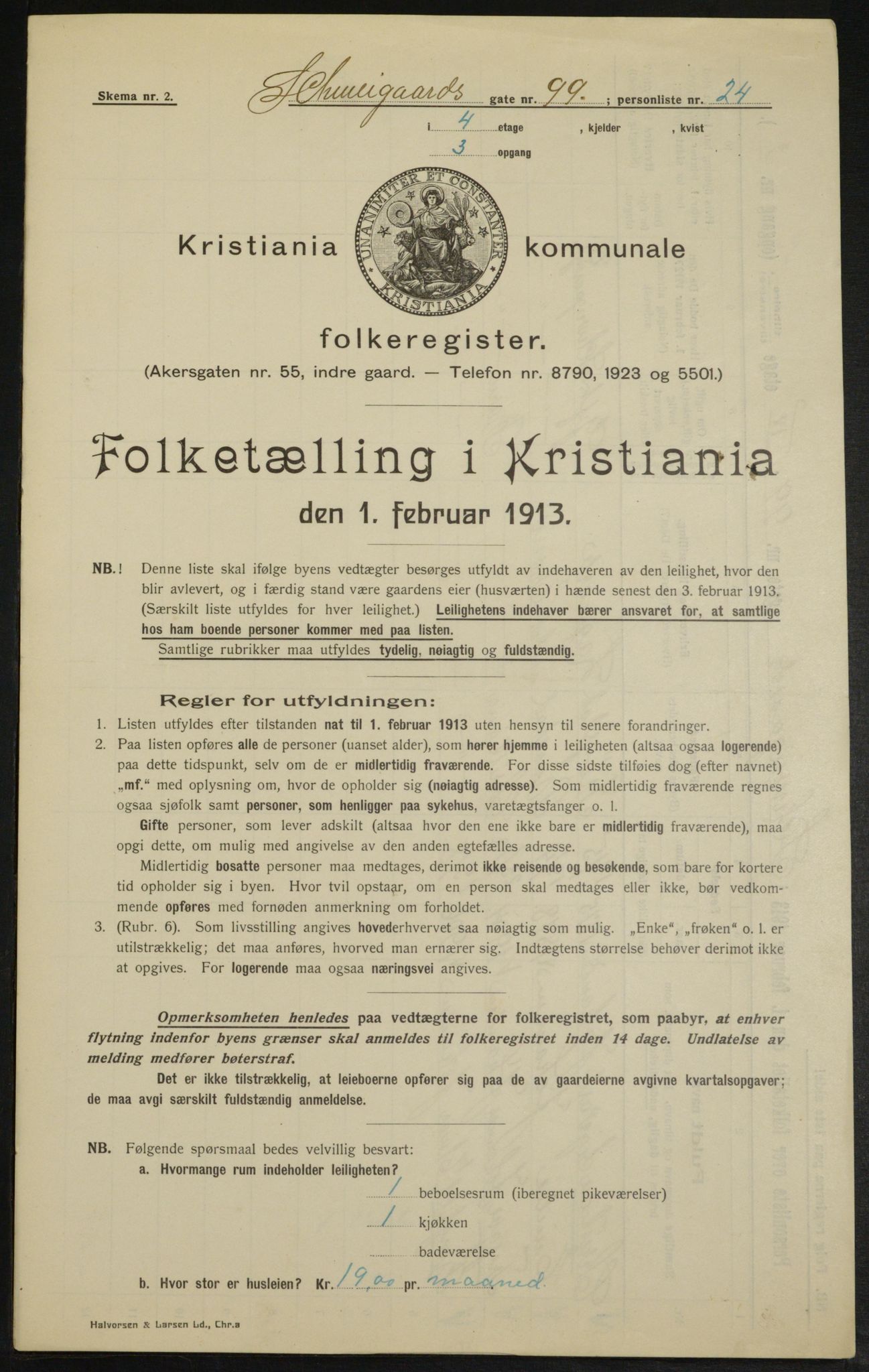 OBA, Municipal Census 1913 for Kristiania, 1913, p. 92638