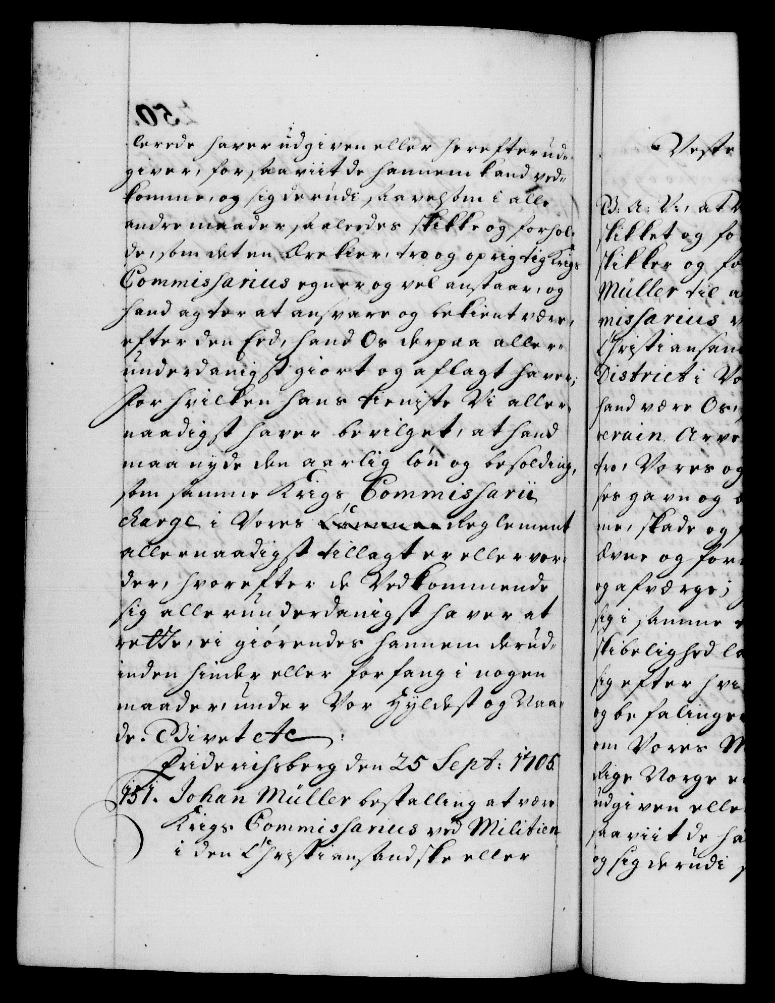 Danske Kanselli 1572-1799, AV/RA-EA-3023/F/Fc/Fca/Fcaa/L0019: Norske registre, 1704-1707, p. 250b