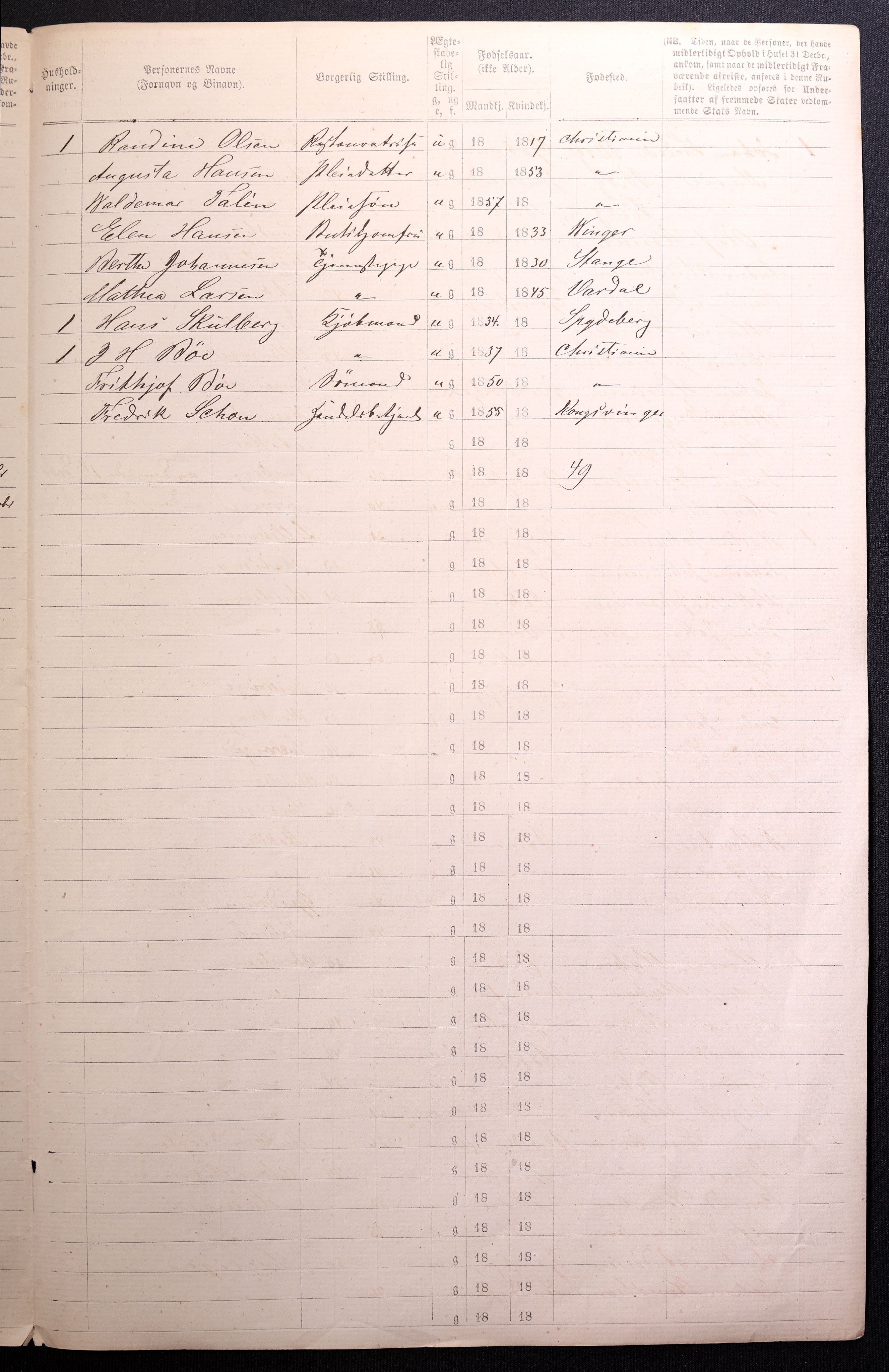 RA, 1870 census for 0301 Kristiania, 1870, p. 3780