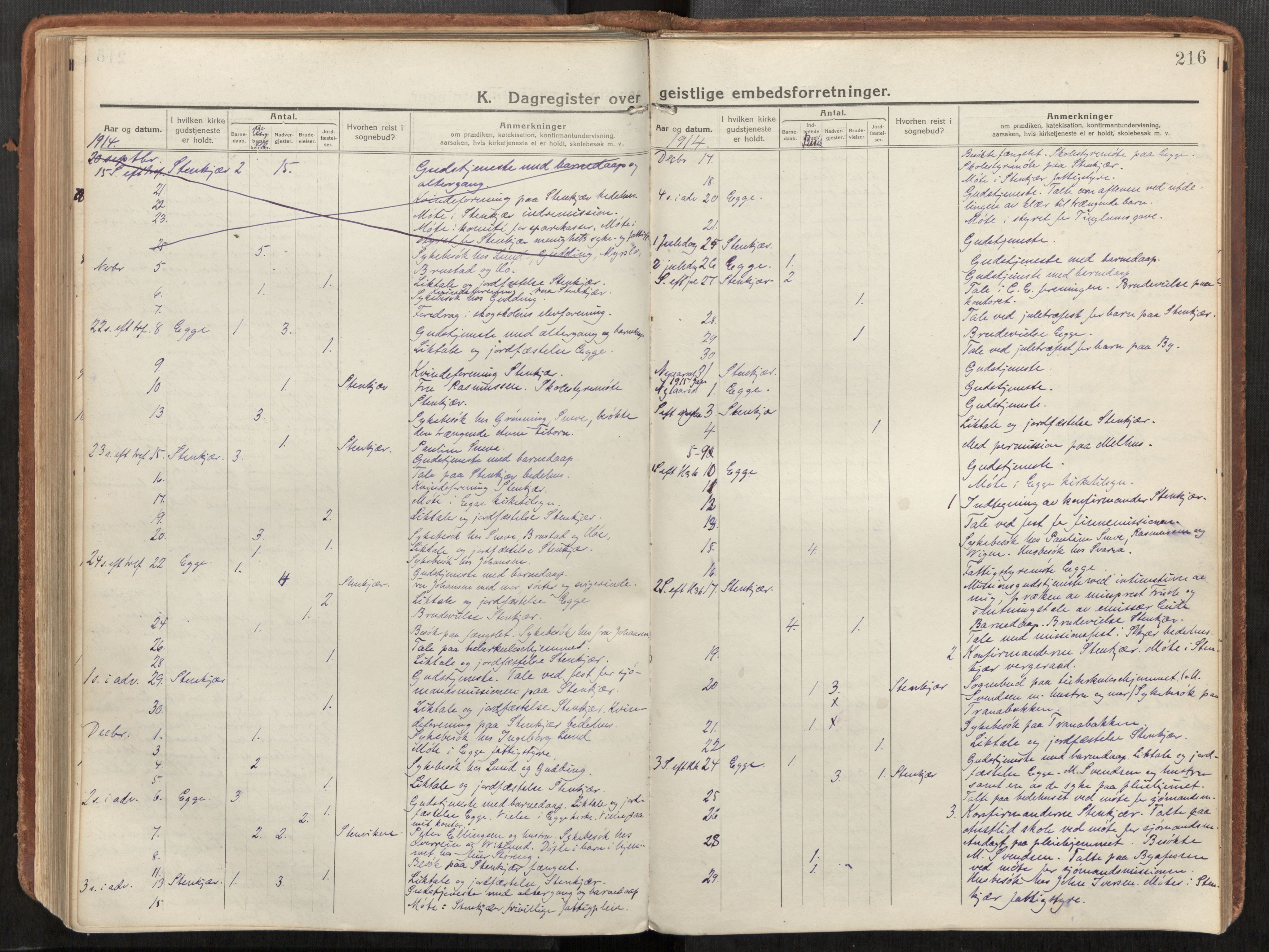 Steinkjer sokneprestkontor, SAT/A-1541/01/H/Ha/Haa/L0003: Parish register (official) no. 3, 1913-1922, p. 216