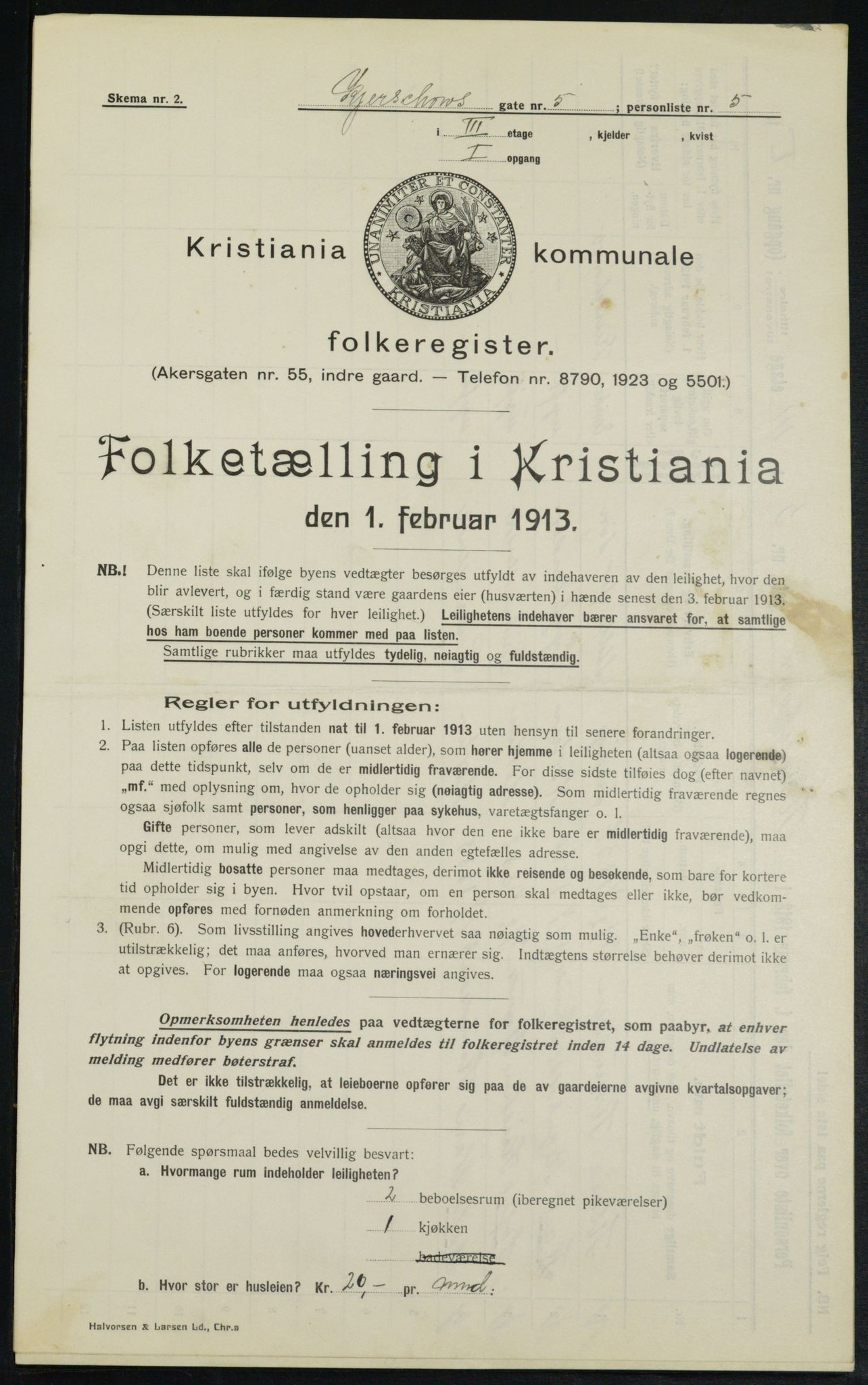 OBA, Municipal Census 1913 for Kristiania, 1913, p. 49220