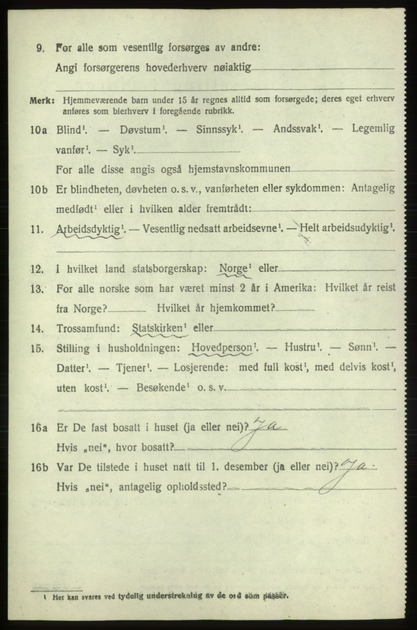 SAB, 1920 census for Valestrand, 1920, p. 2250